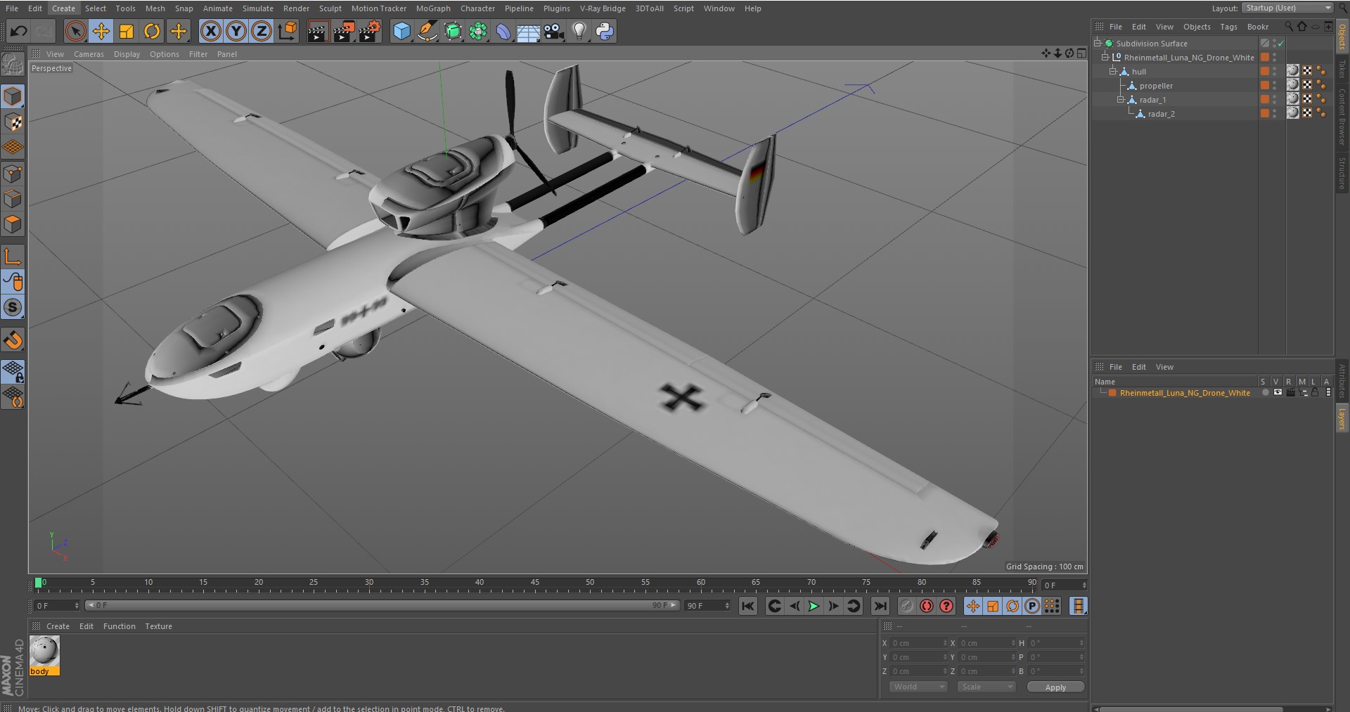 3D Rheinmetall Luna NG Drone White