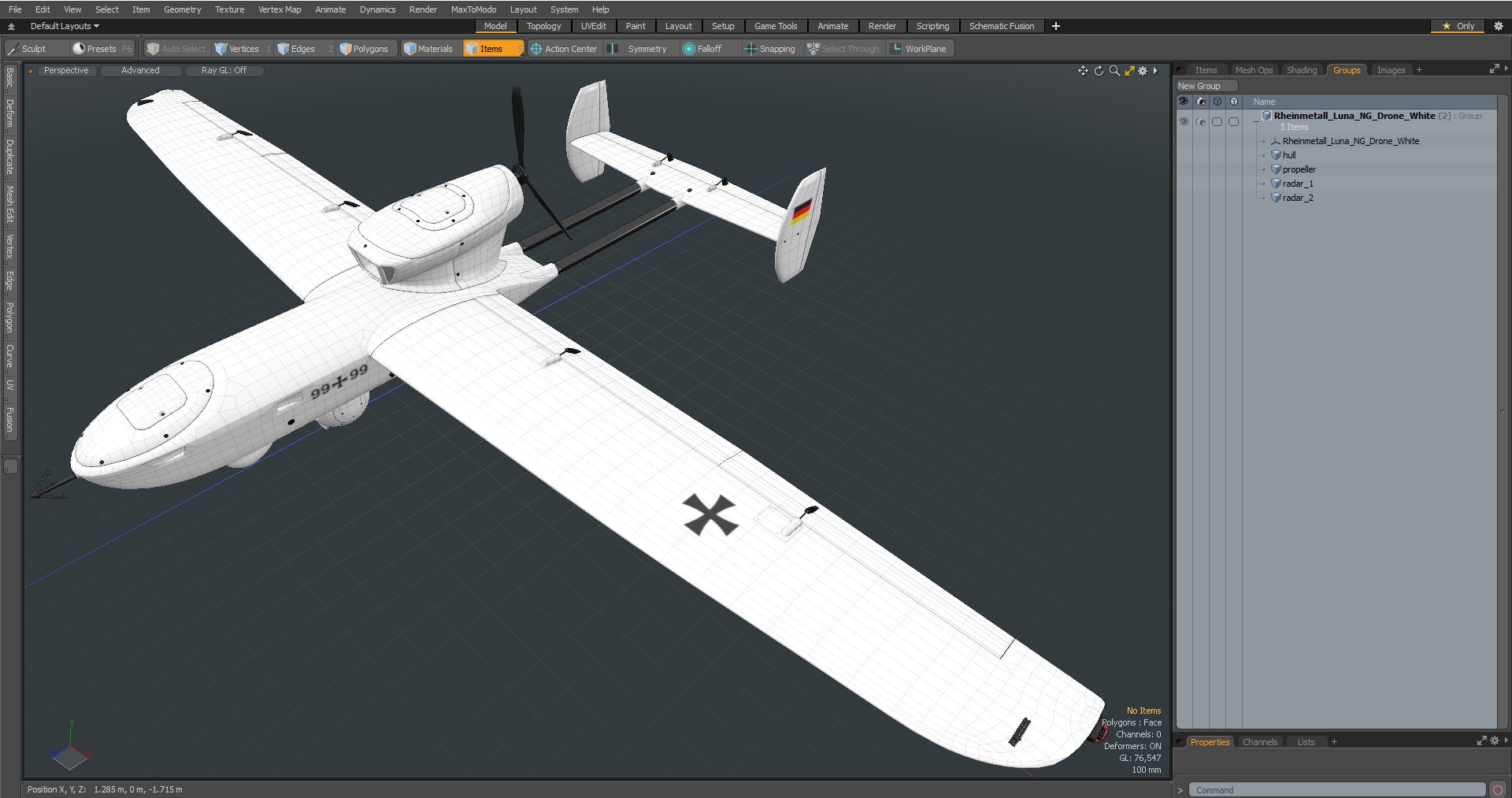 3D Rheinmetall Luna NG Drone White