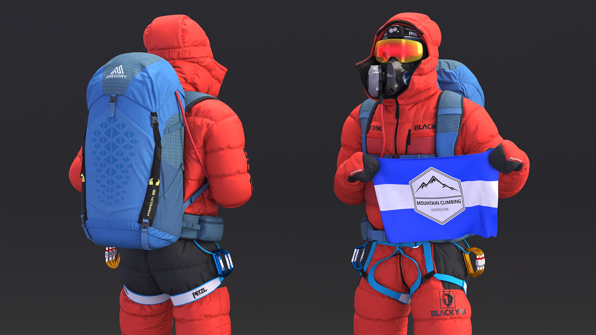 Everest Climber with Flag in Hands 3D model
