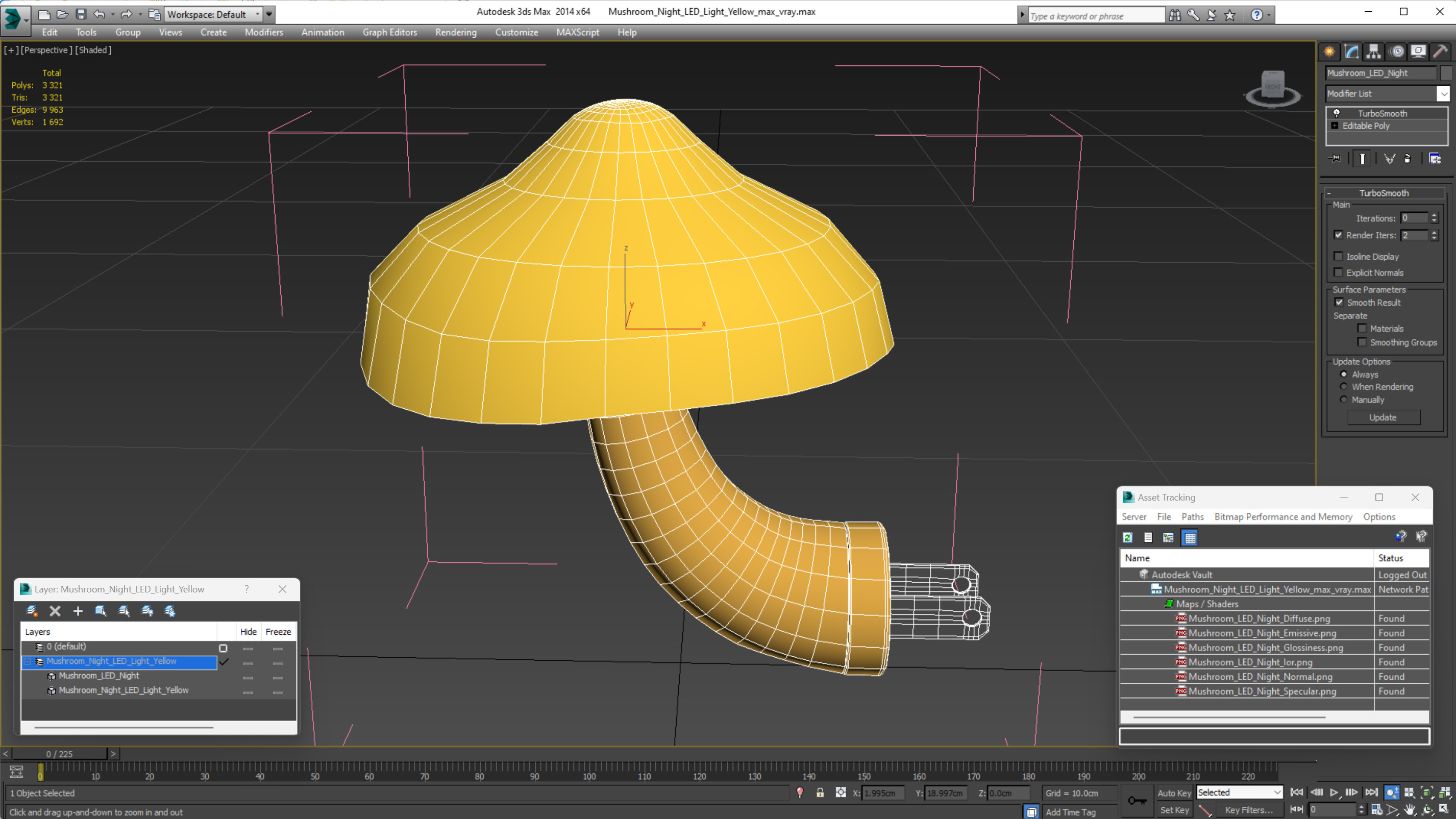 3D Mushroom Night LED Light Yellow