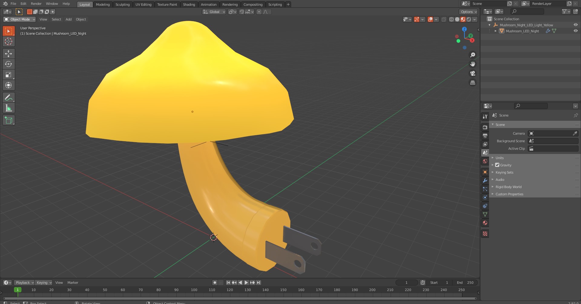 3D Mushroom Night LED Light Yellow