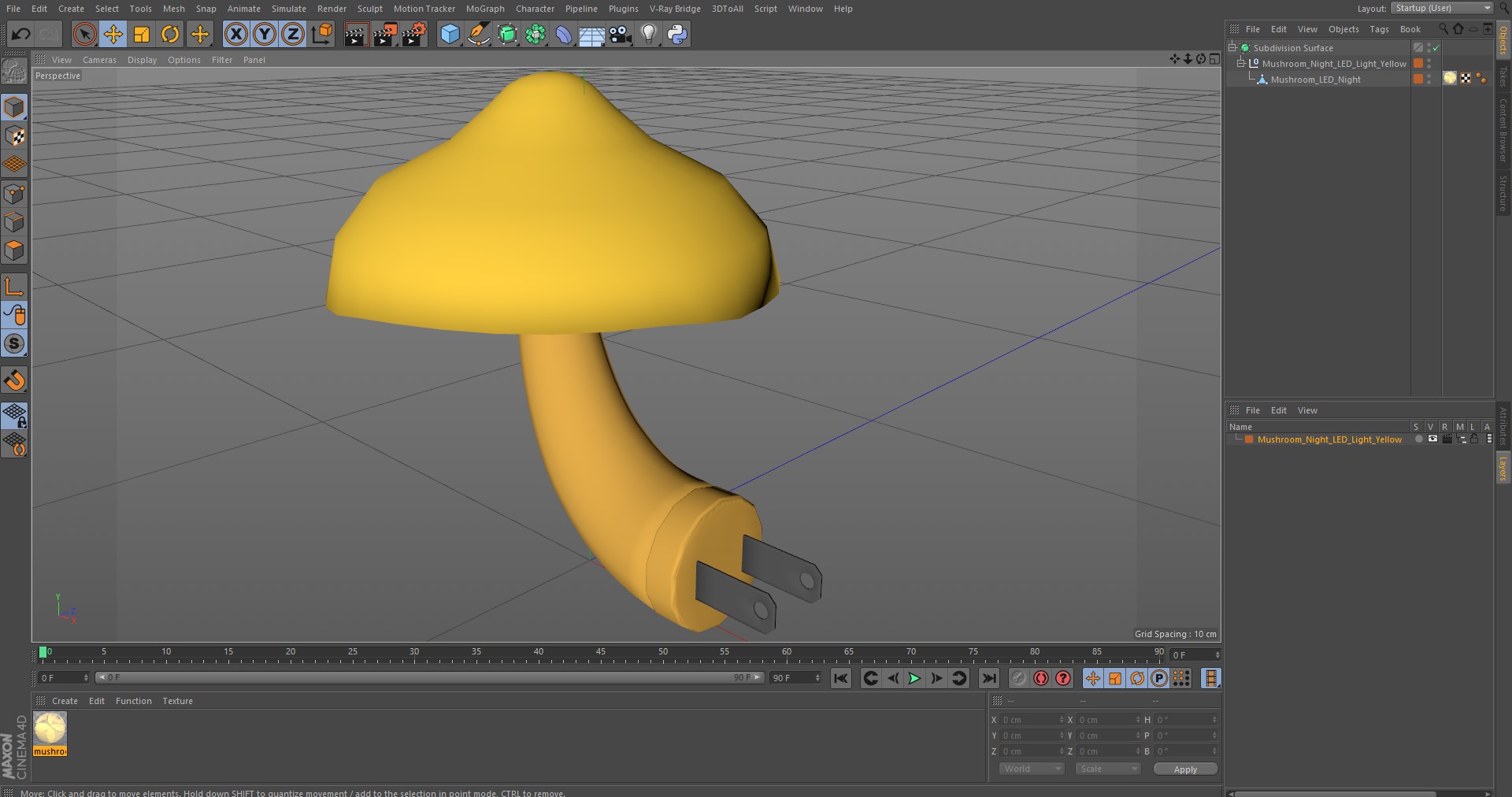 3D Mushroom Night LED Light Yellow