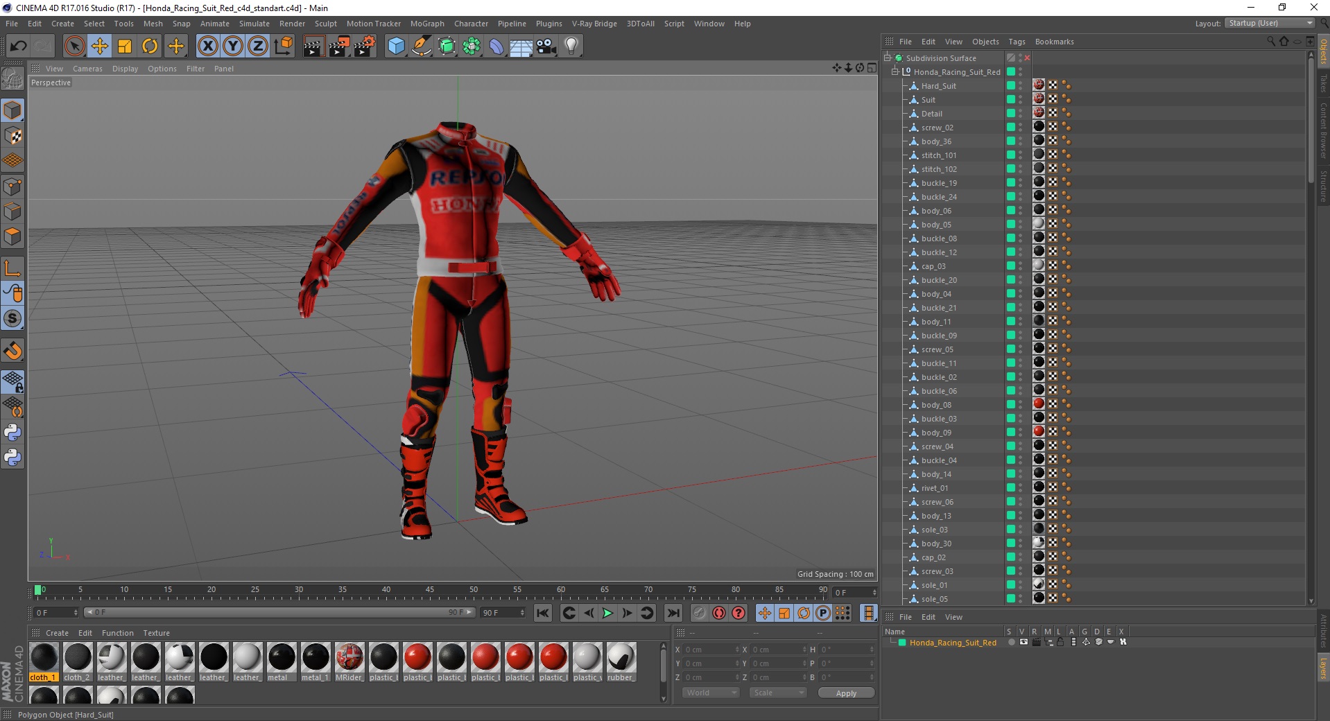 3D Honda Racing Suit Red