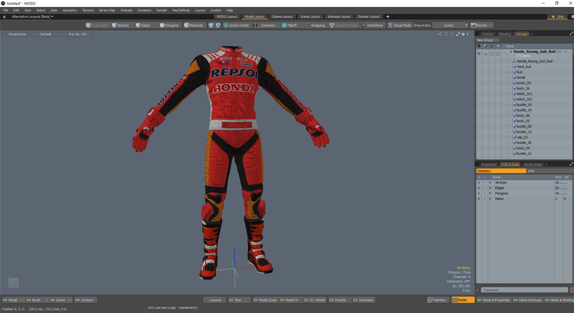 3D Honda Racing Suit Red