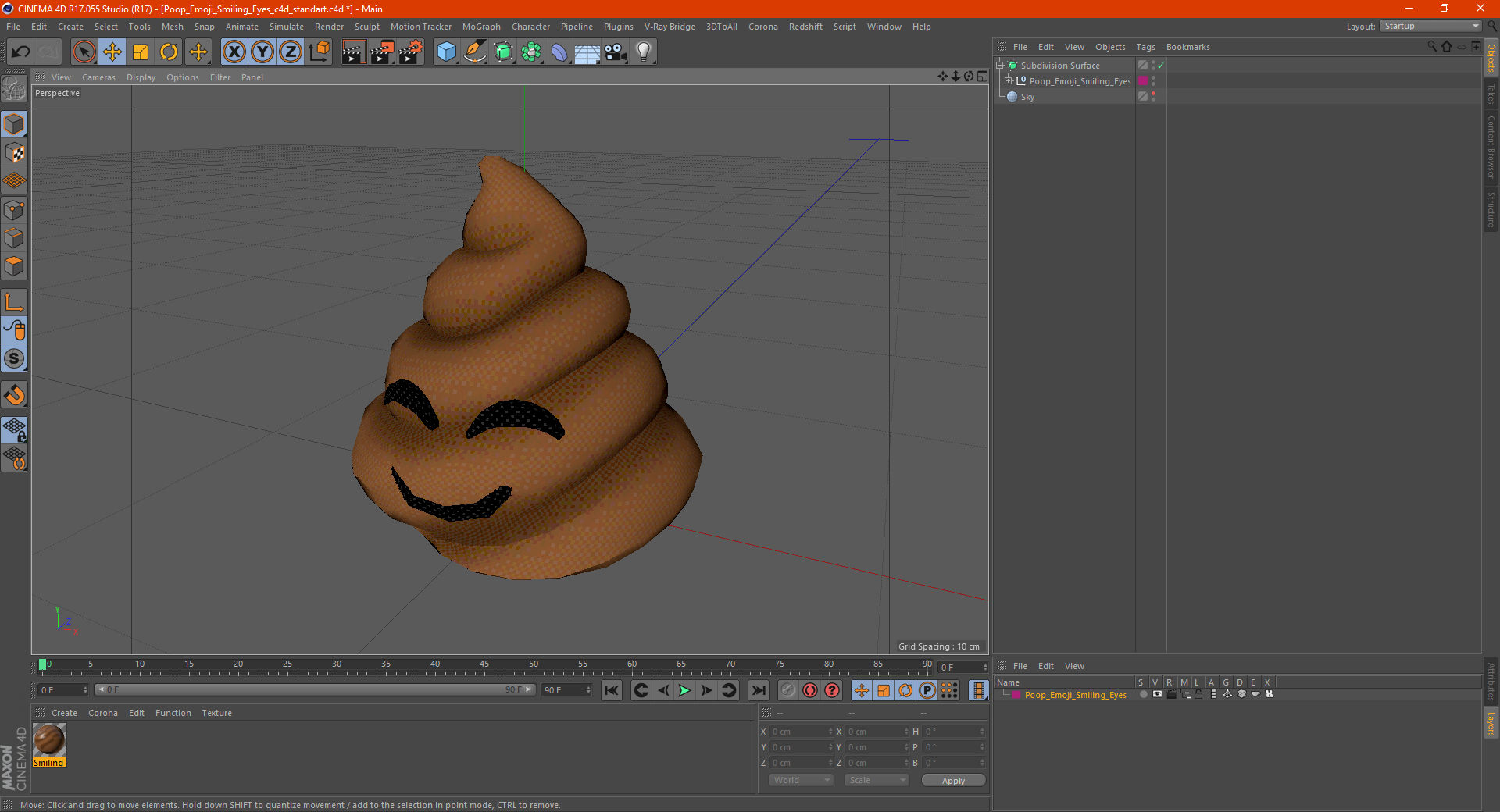 3D Poop Emoji Smiling Eyes model