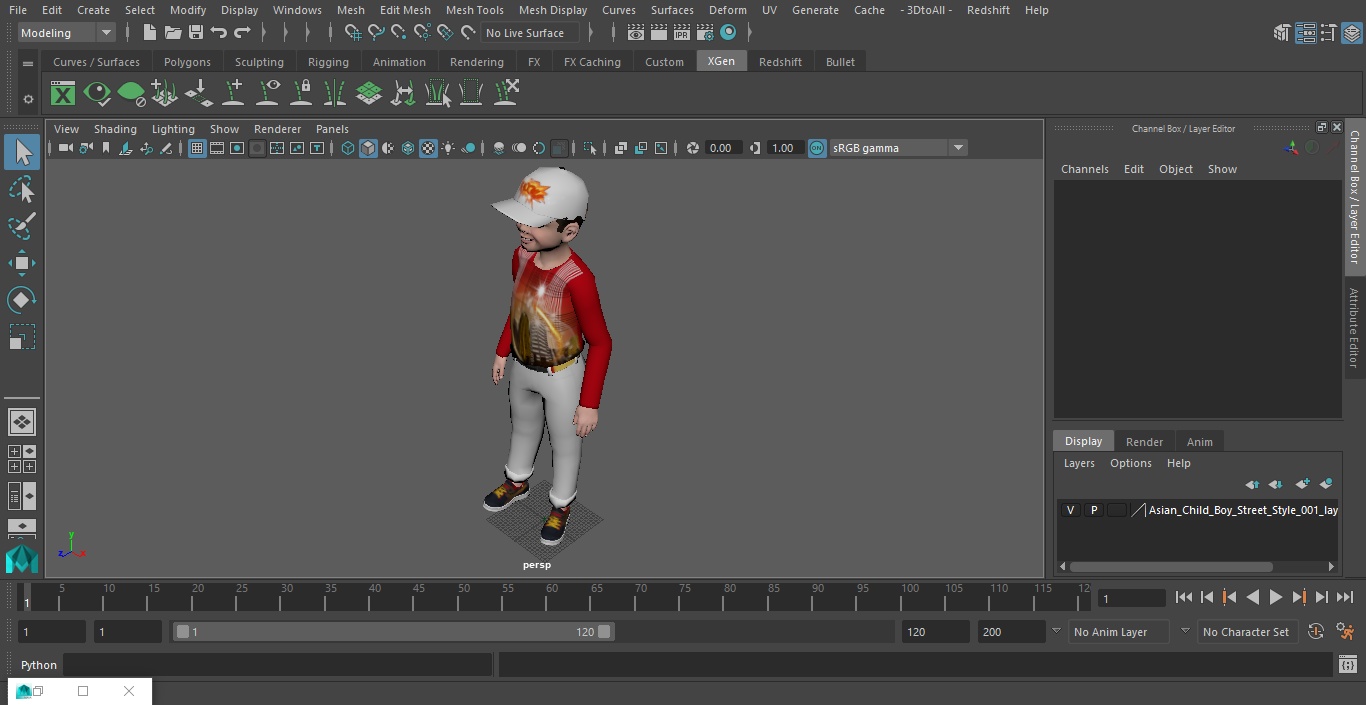 3D Asian Child Boy Street Style model