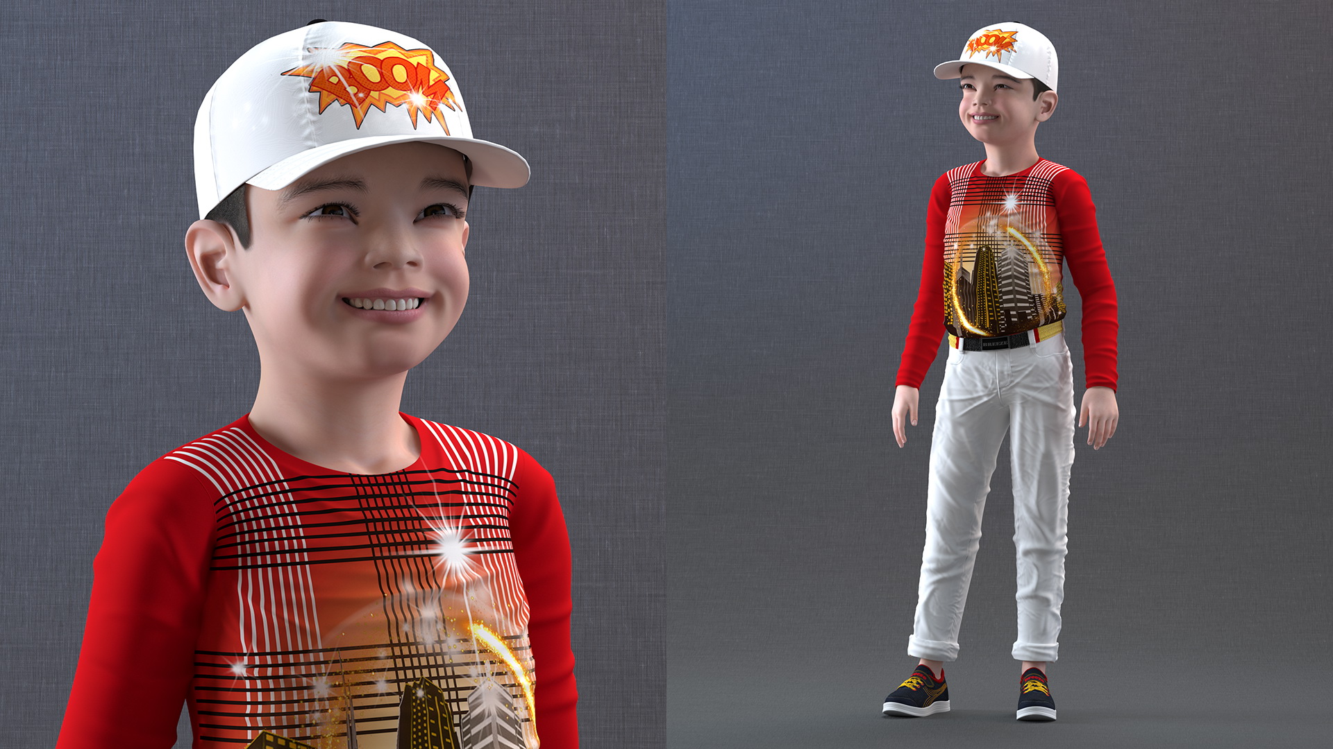 3D Asian Child Boy Street Style model