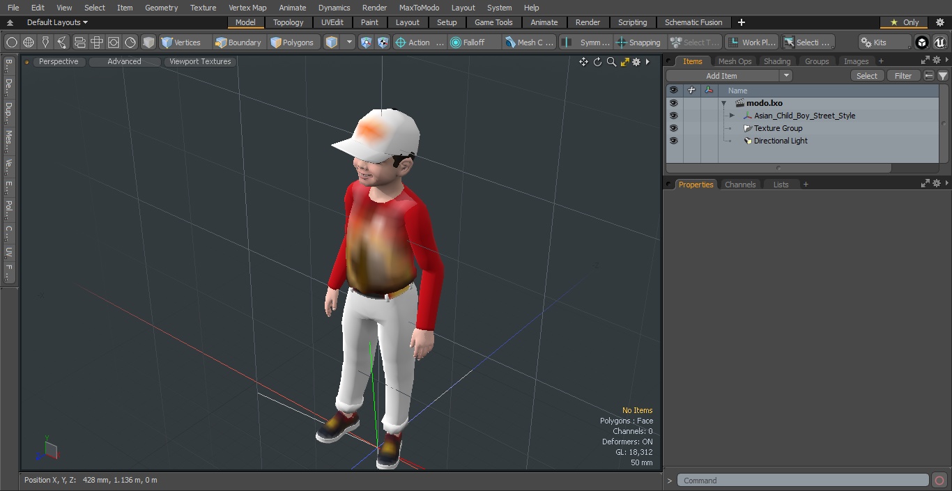 3D Asian Child Boy Street Style model