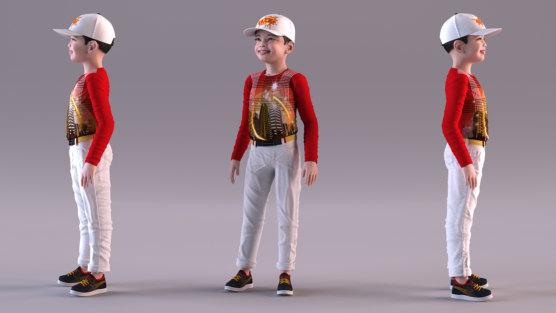 3D Asian Child Boy Street Style model