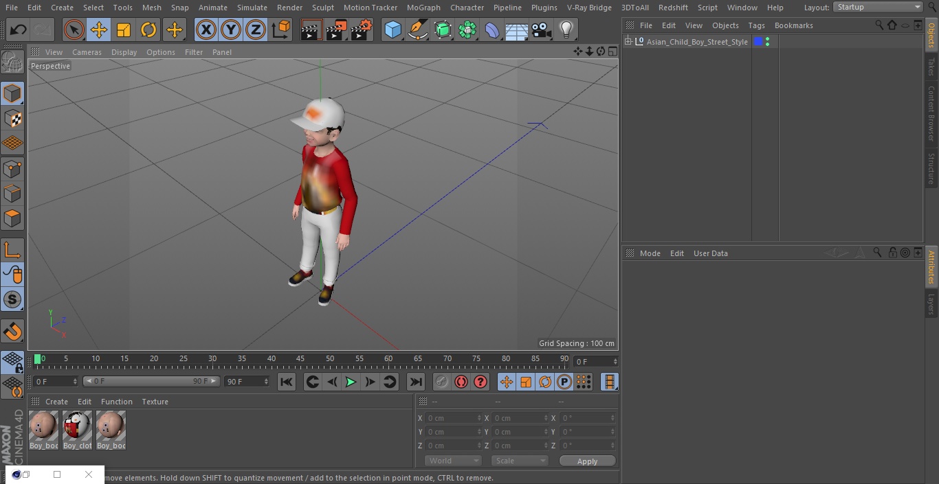 3D Asian Child Boy Street Style model