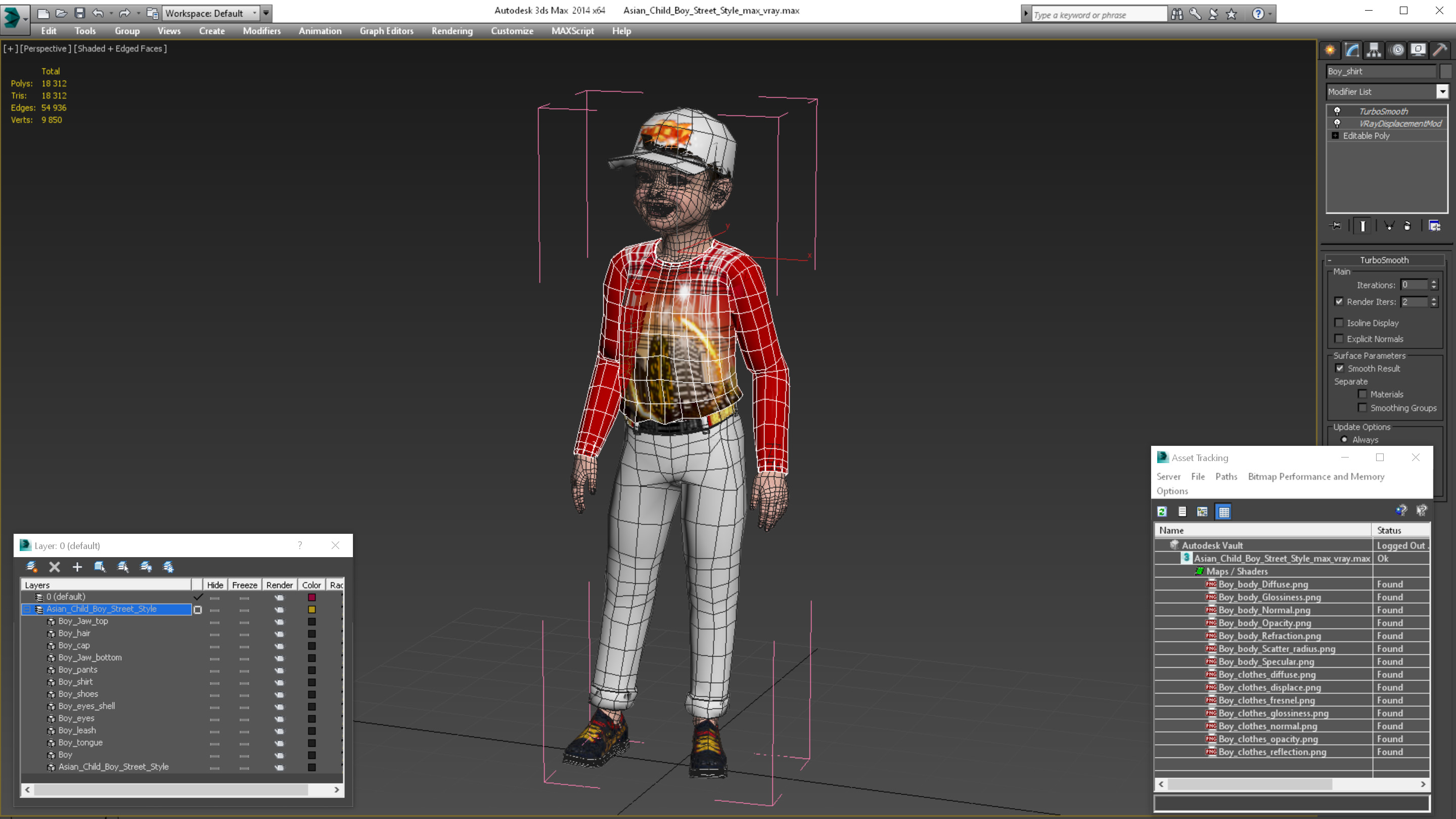 3D Asian Child Boy Street Style model