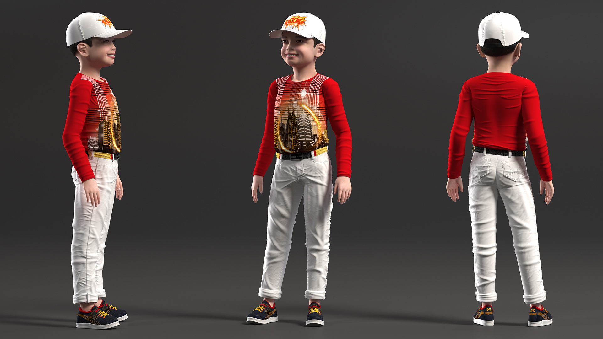 3D Asian Child Boy Street Style model