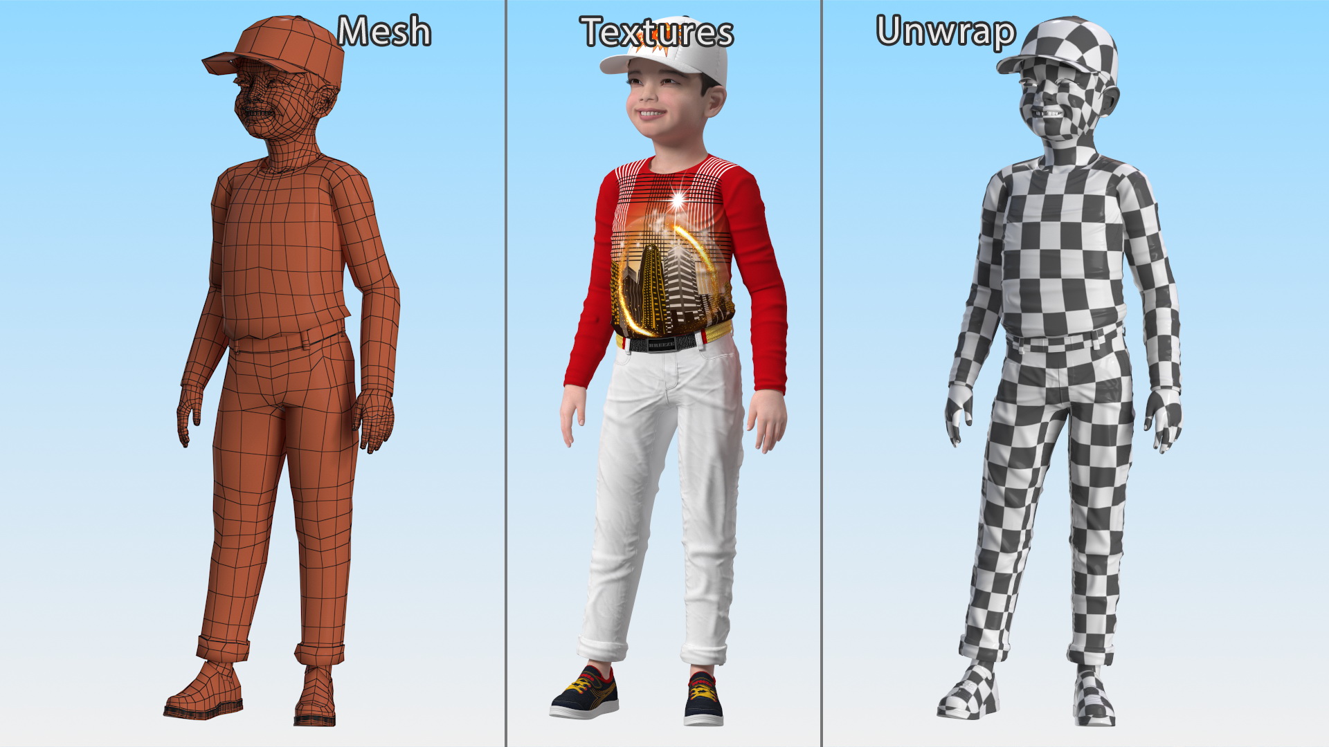 3D Asian Child Boy Street Style model