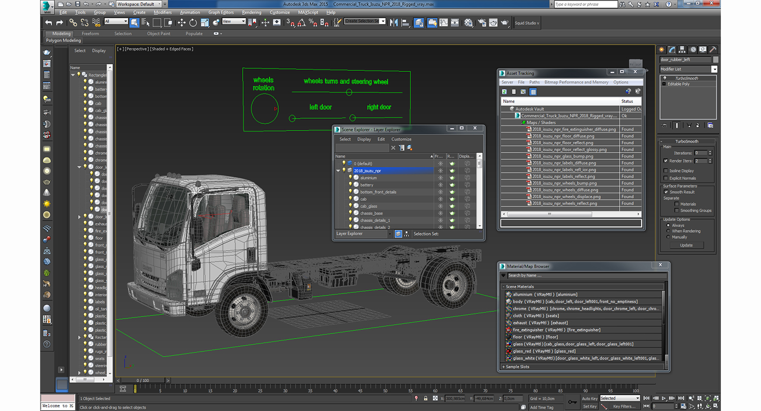 3D Commercial Truck Isuzu NPR 2018 Rigged model