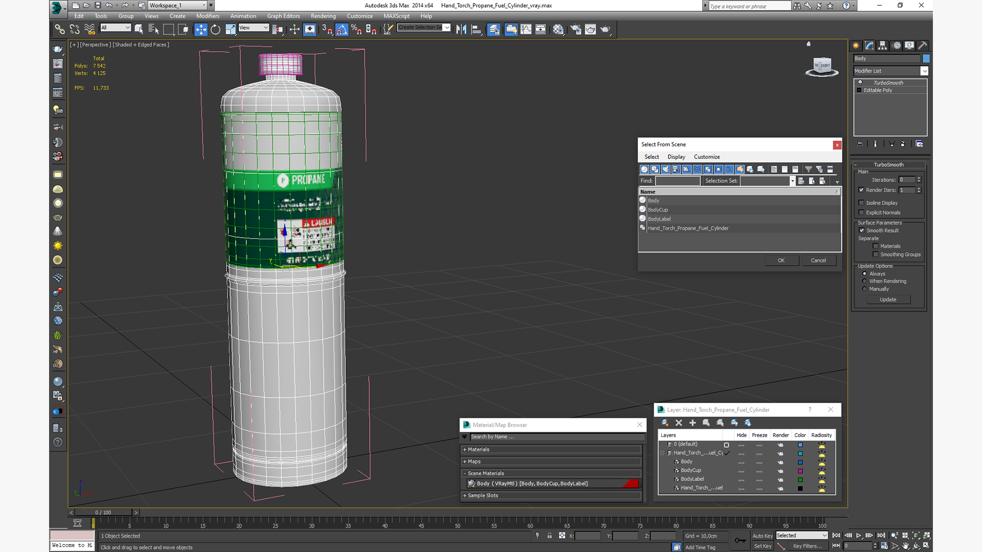 Hand Torch Propane Fuel Cylinder 3D