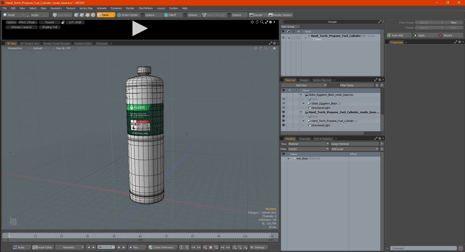 Hand Torch Propane Fuel Cylinder 3D