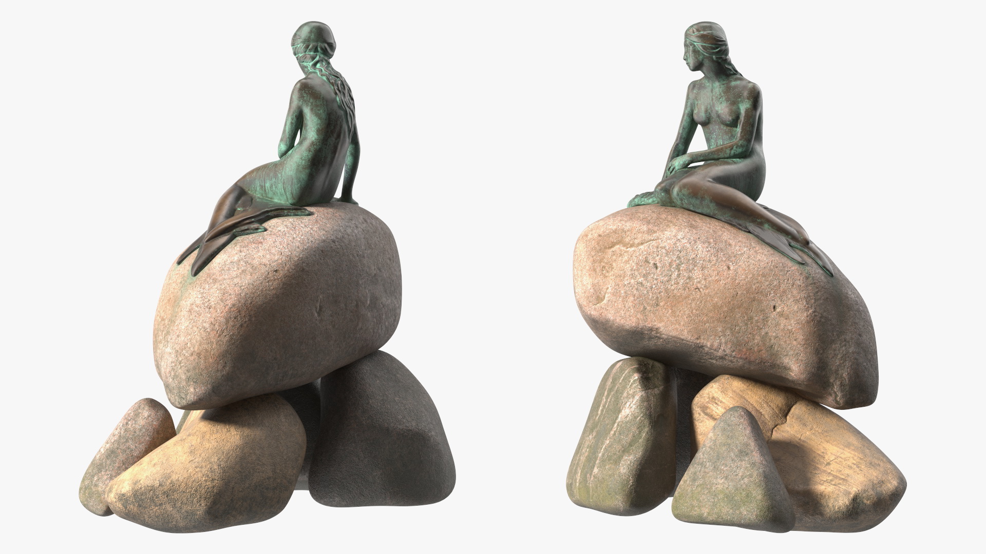 The Little Mermaid Statue Old 3D model