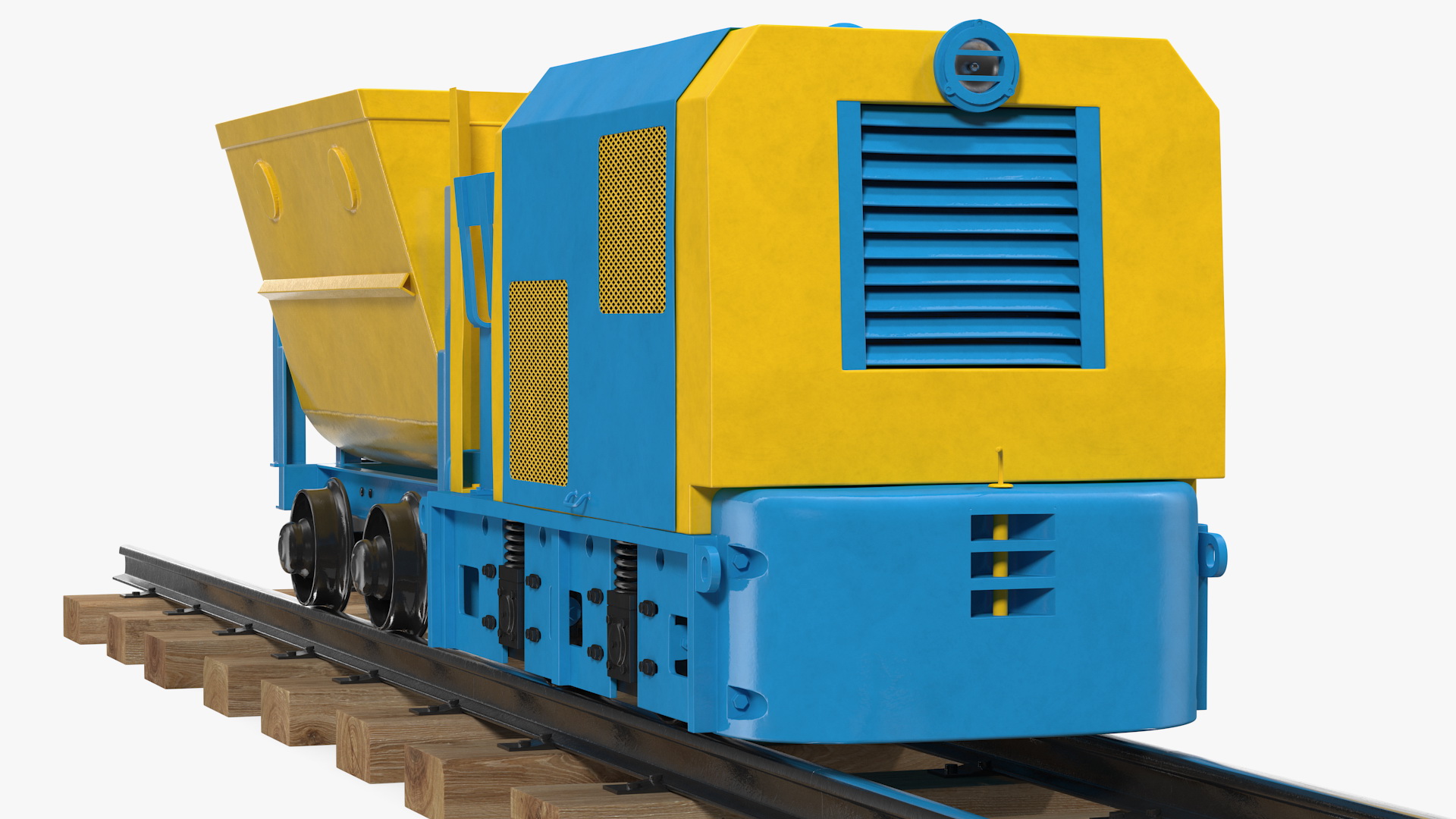 3D model Mining Locomotive with Minecart on Railway Section