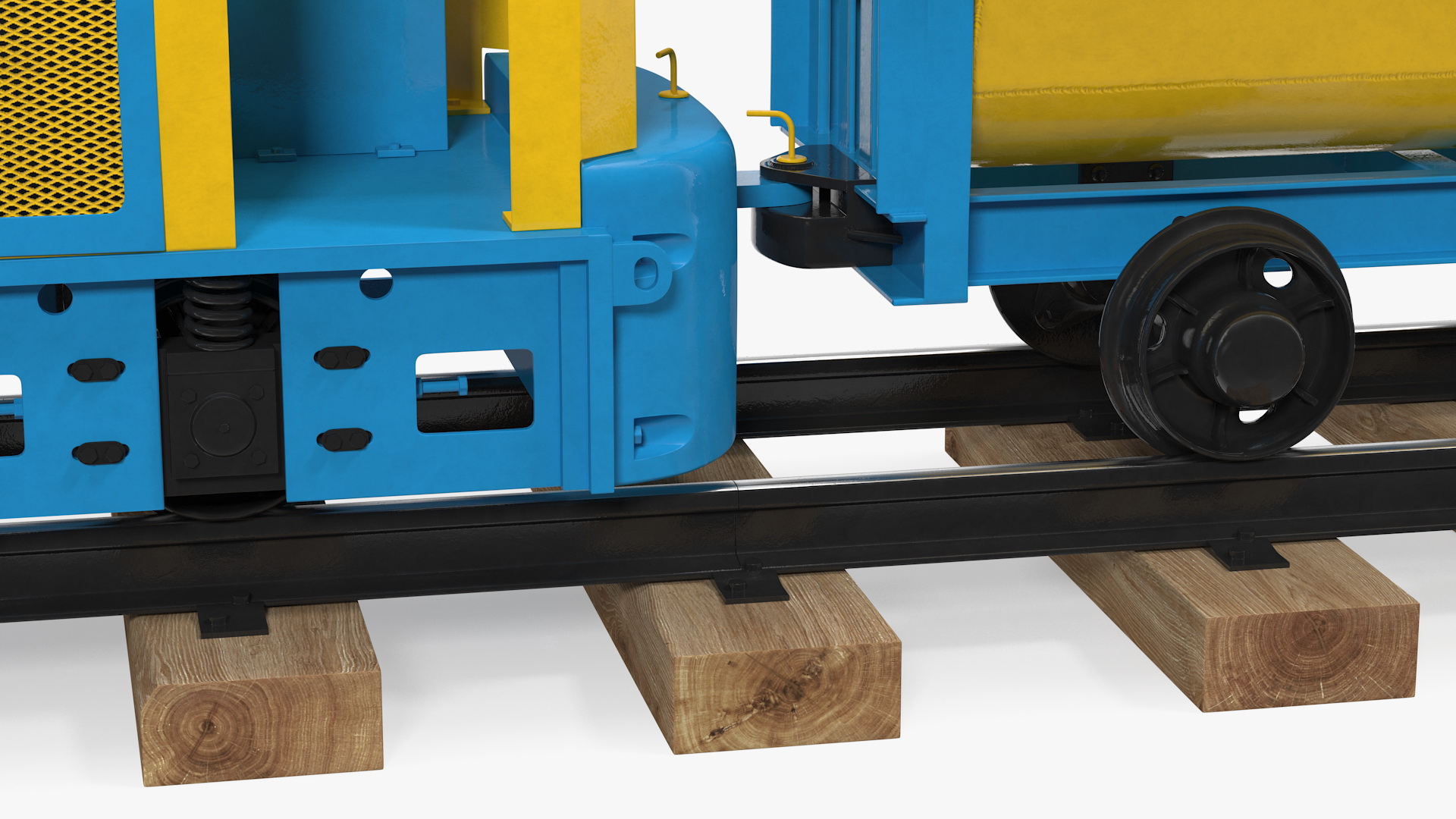 3D model Mining Locomotive with Minecart on Railway Section