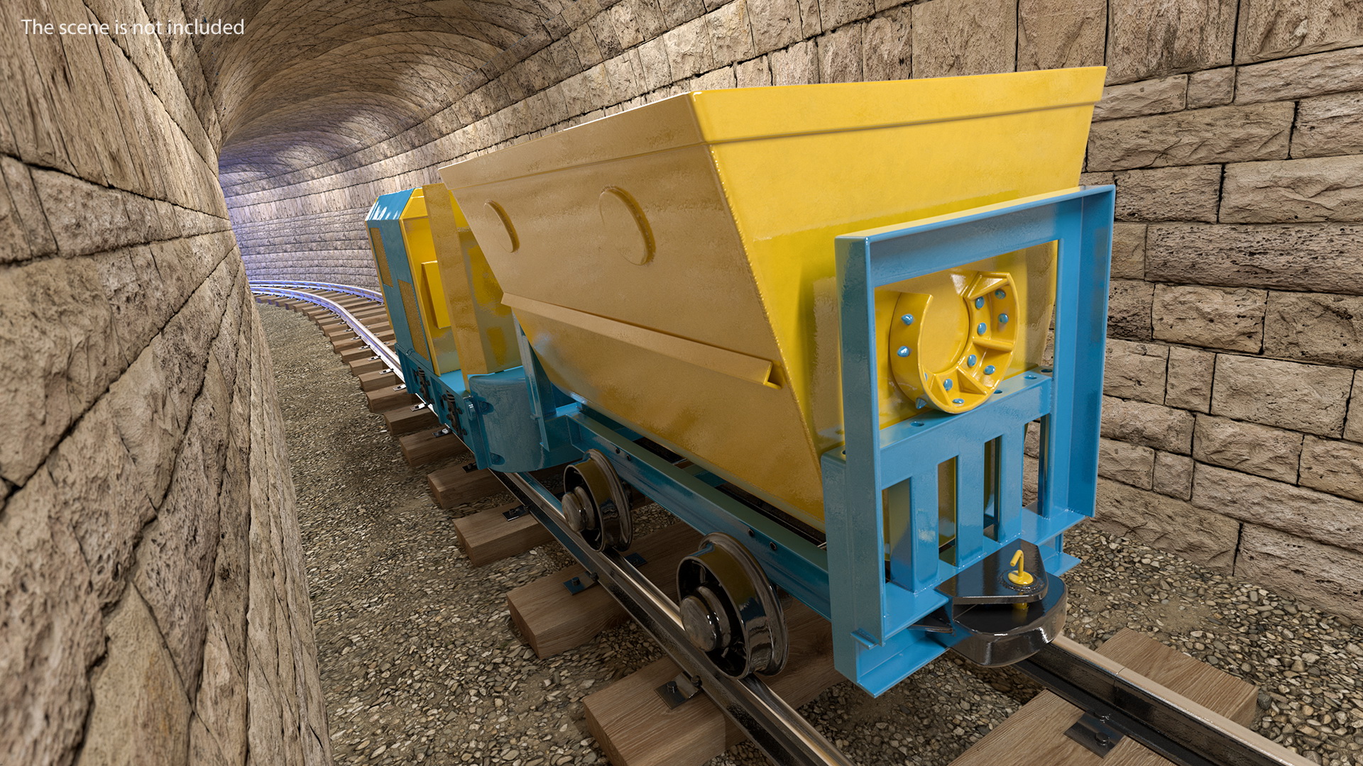 3D model Mining Locomotive with Minecart on Railway Section