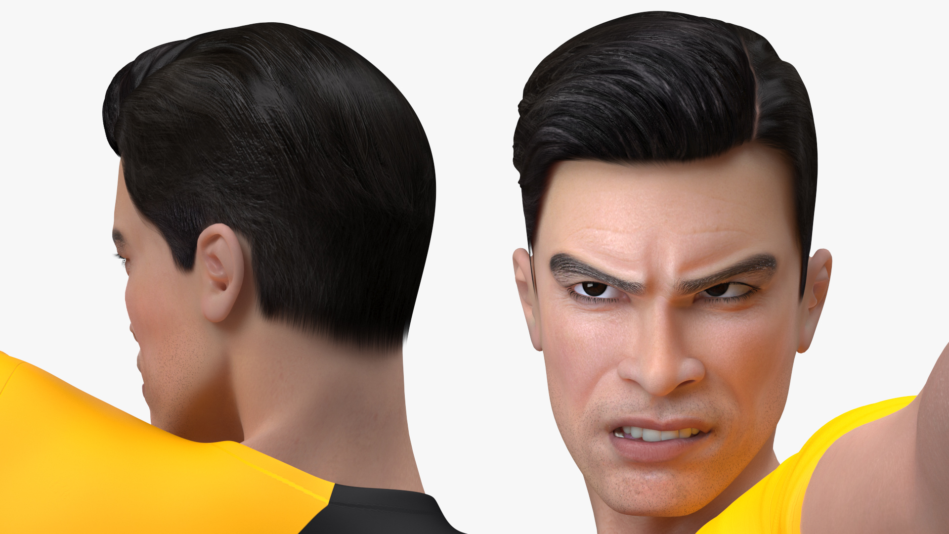 Asian Man with Badminton Racket Playing Pose 3D model