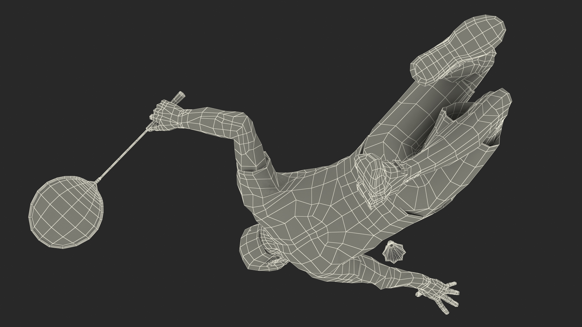Asian Man with Badminton Racket Playing Pose 3D model