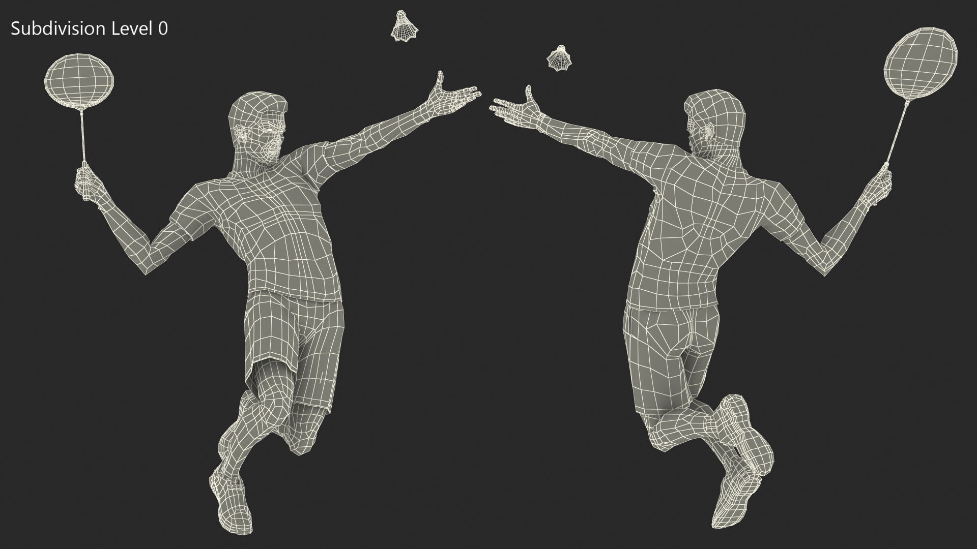 Asian Man with Badminton Racket Playing Pose 3D model