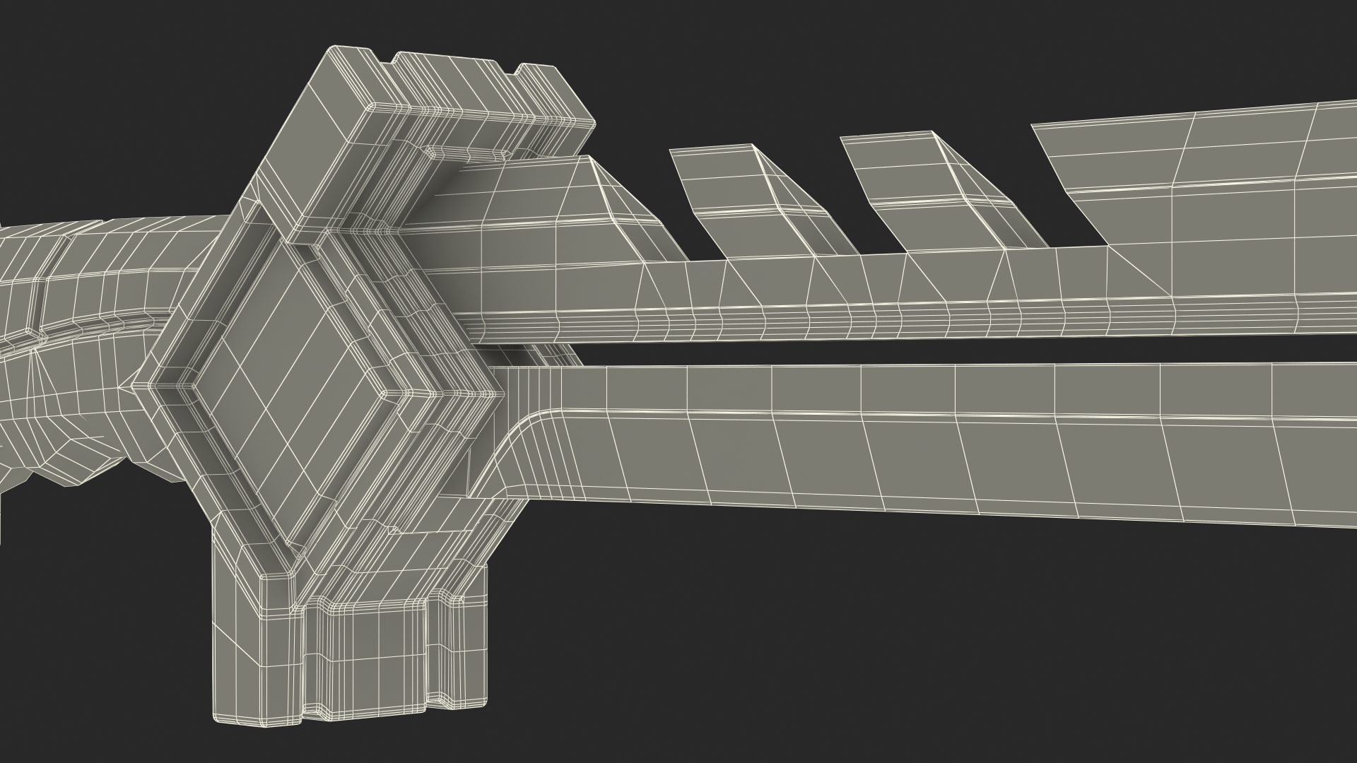 Futuristic Hunter Knife Black 3D model
