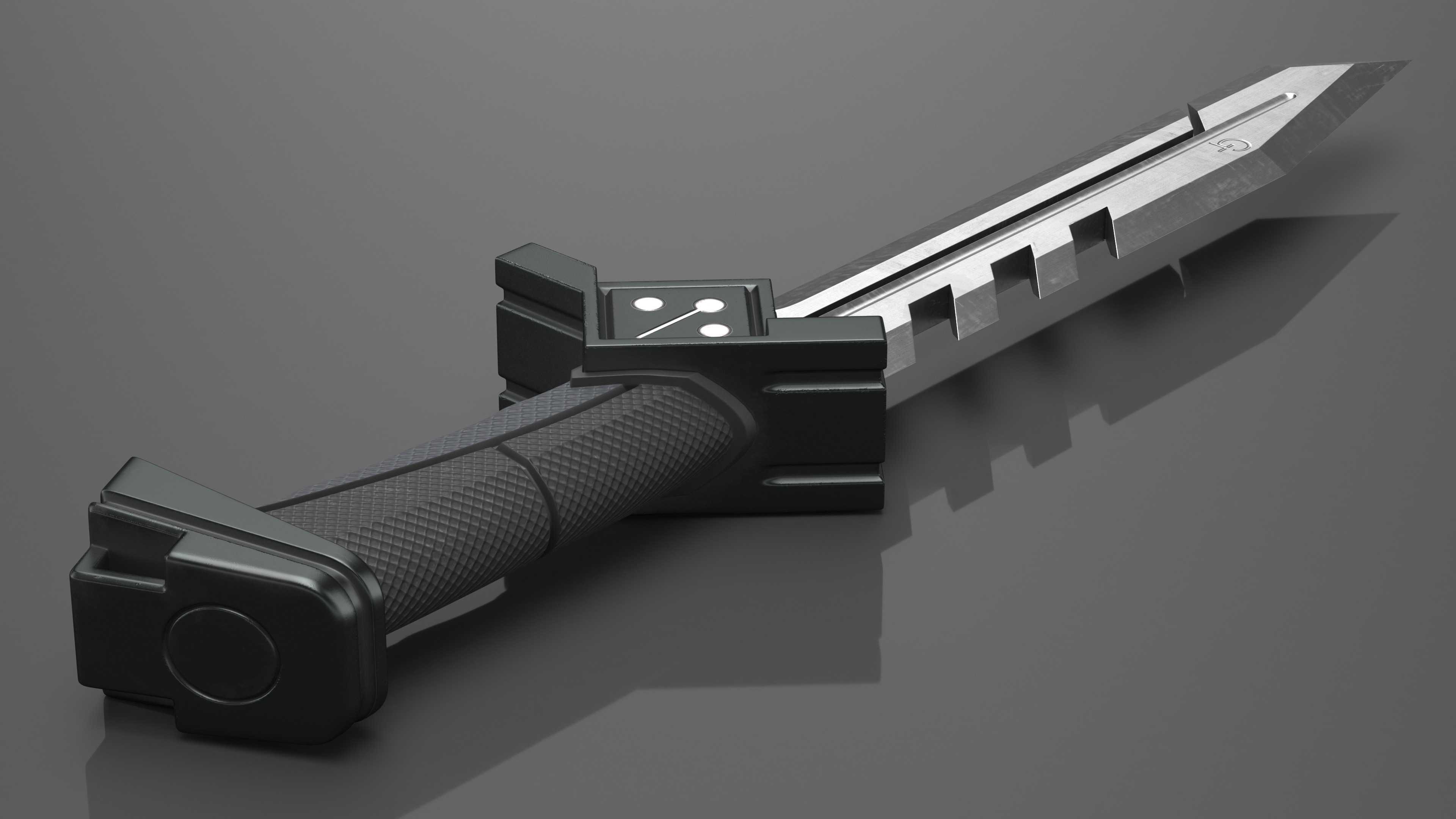 Futuristic Hunter Knife Black 3D model