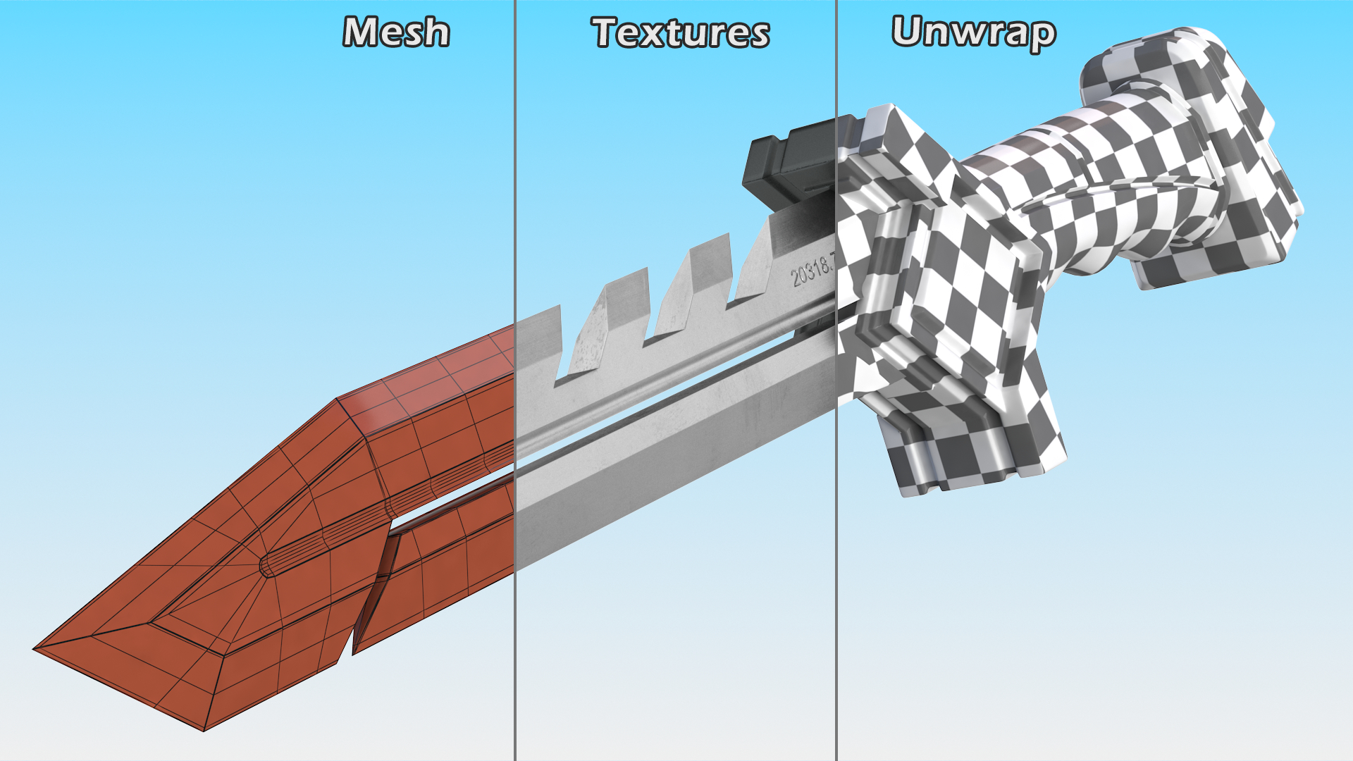 Futuristic Hunter Knife Black 3D model