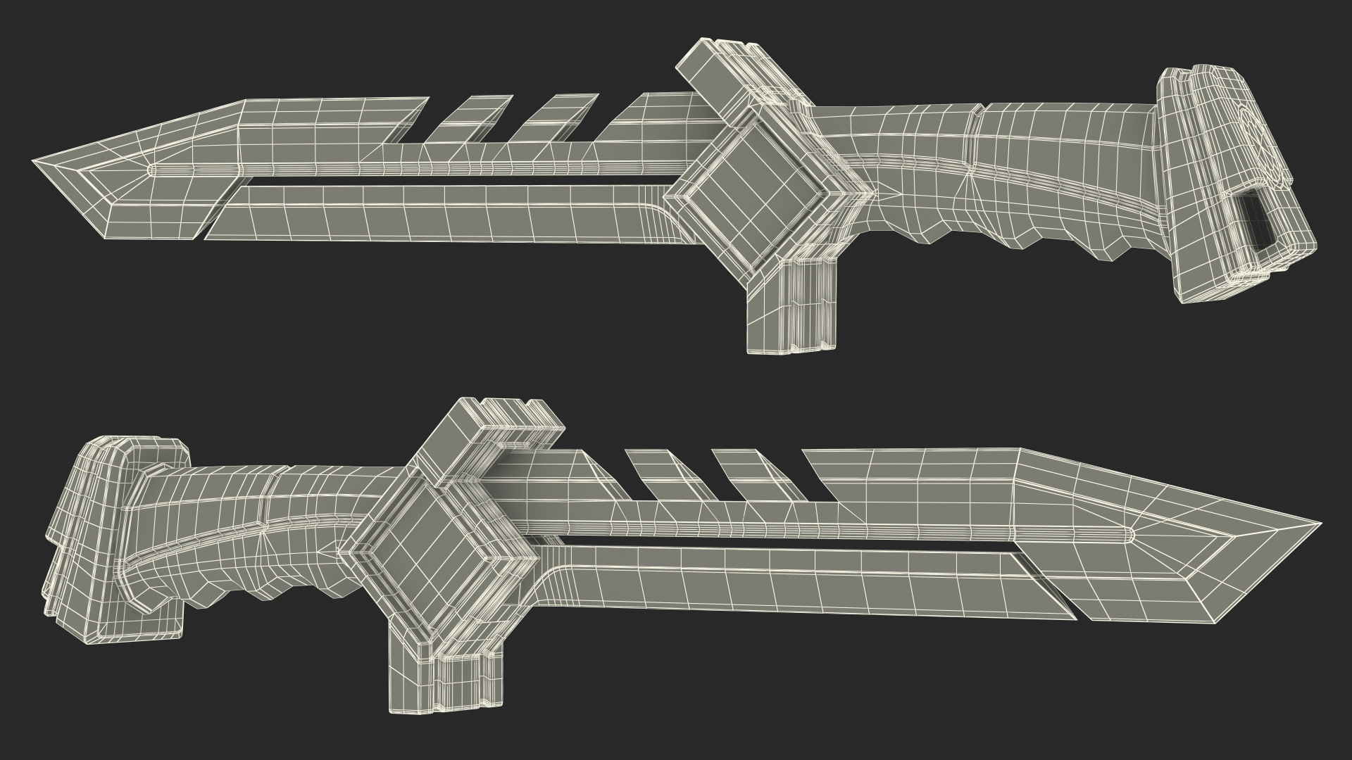 Futuristic Hunter Knife Black 3D model