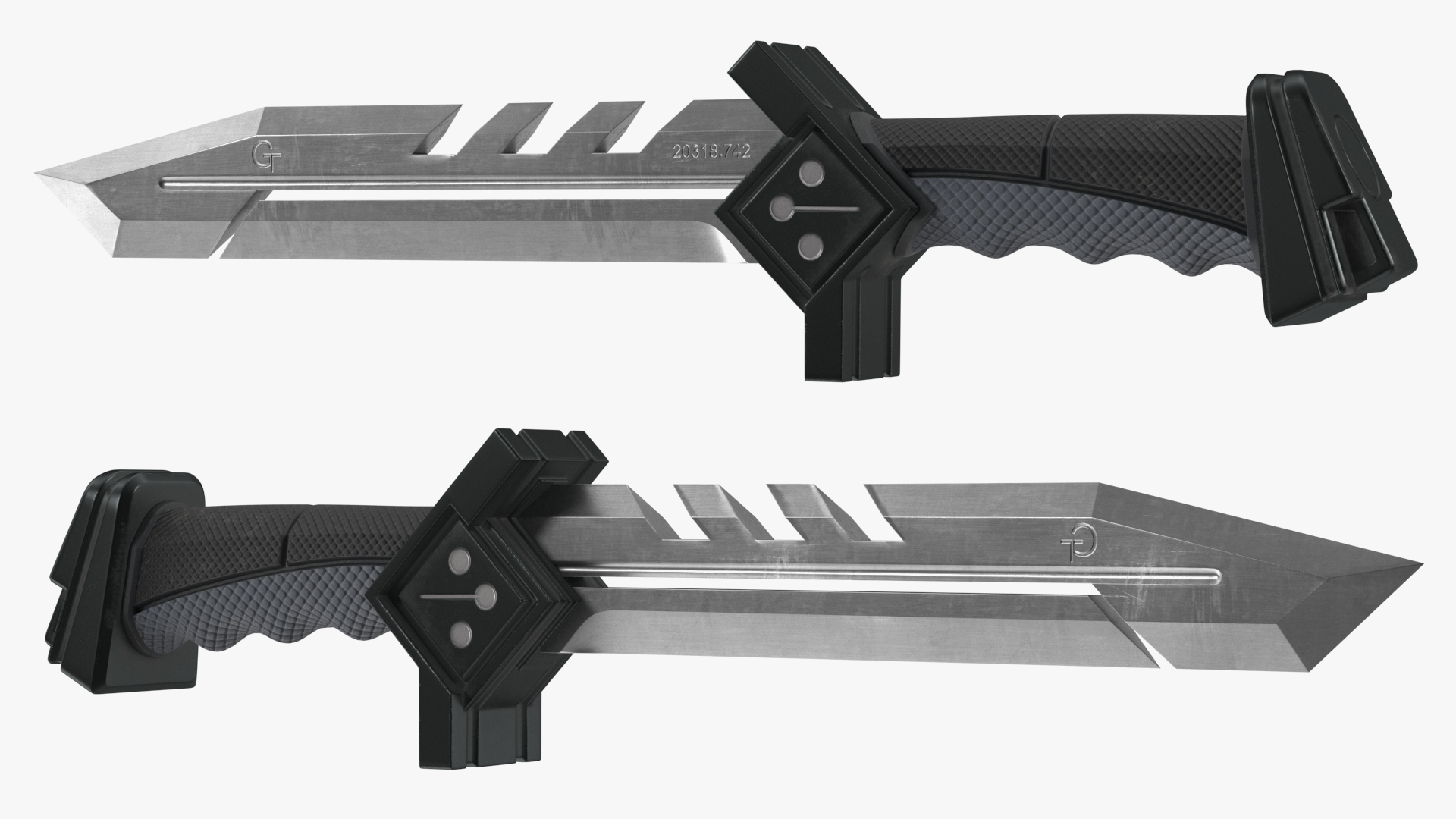 Futuristic Hunter Knife Black 3D model