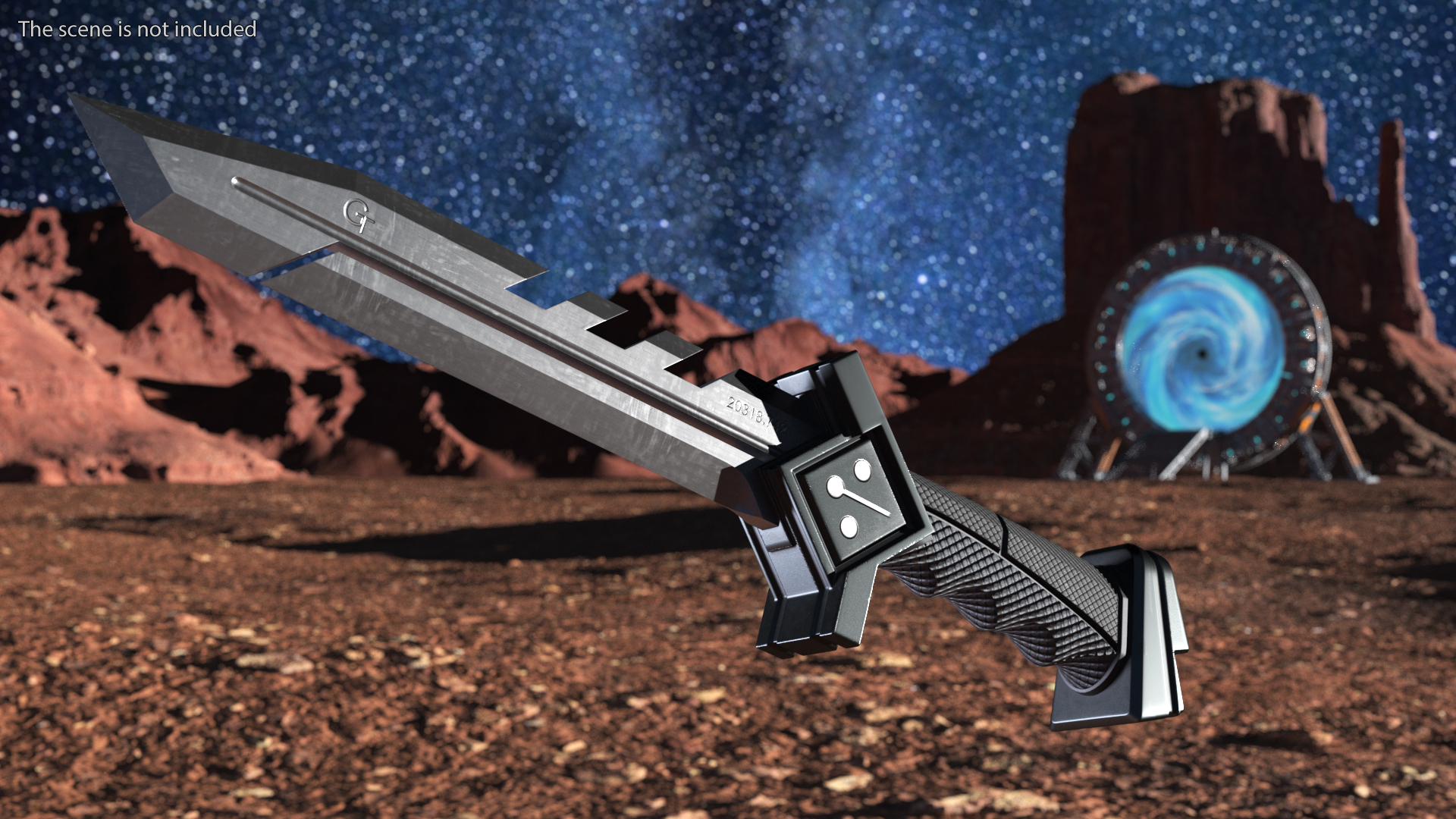 Futuristic Hunter Knife Black 3D model