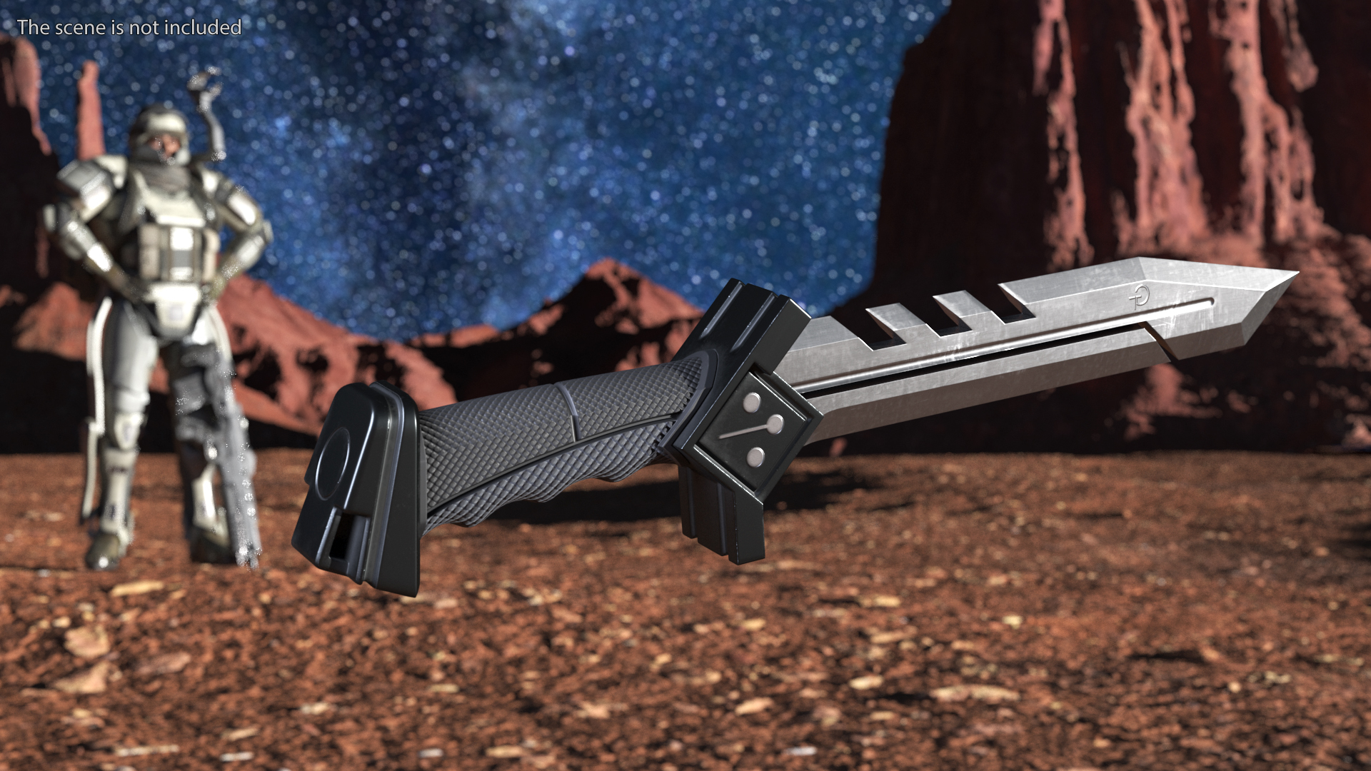 Futuristic Hunter Knife Black 3D model