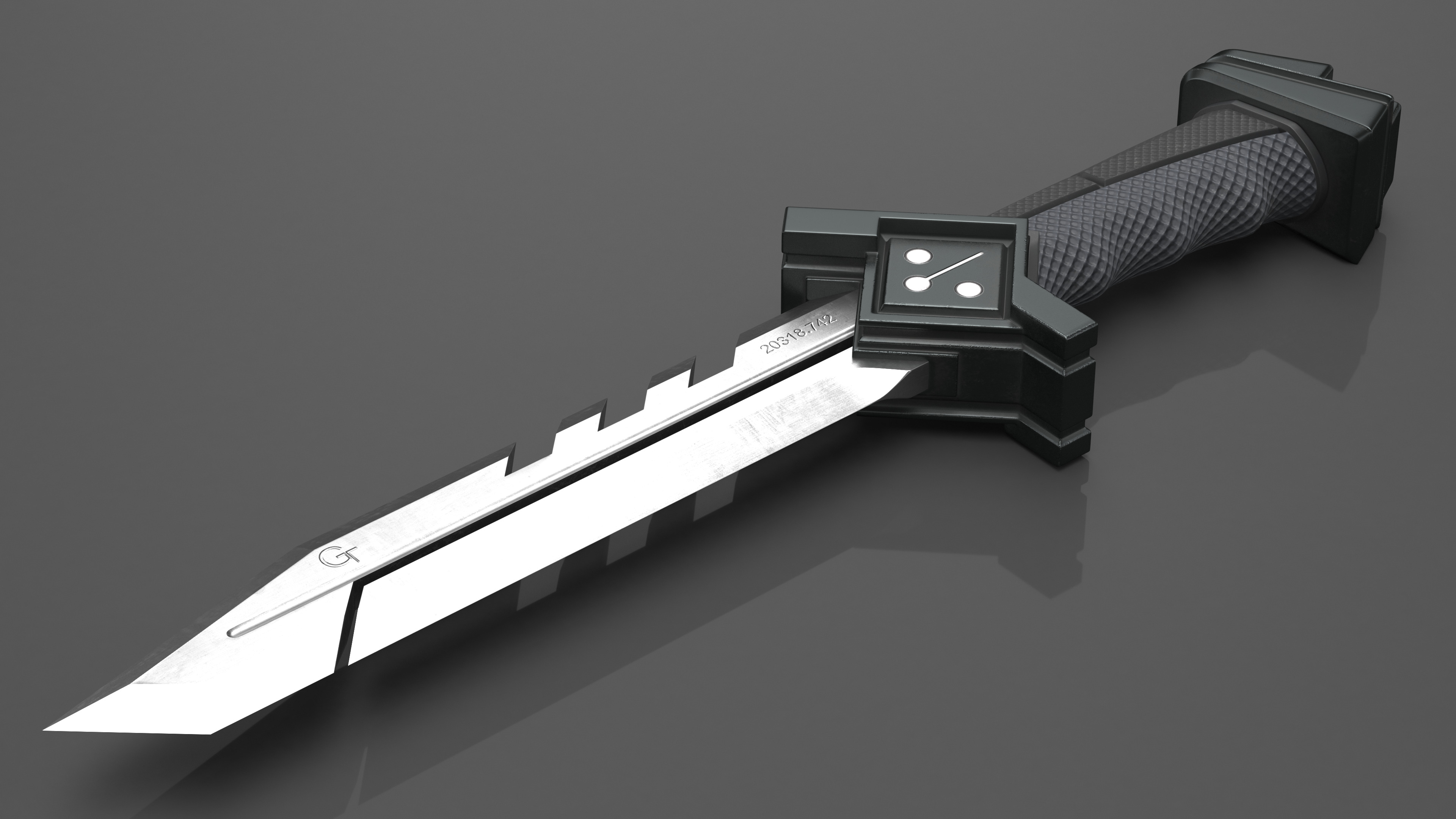 Futuristic Hunter Knife Black 3D model