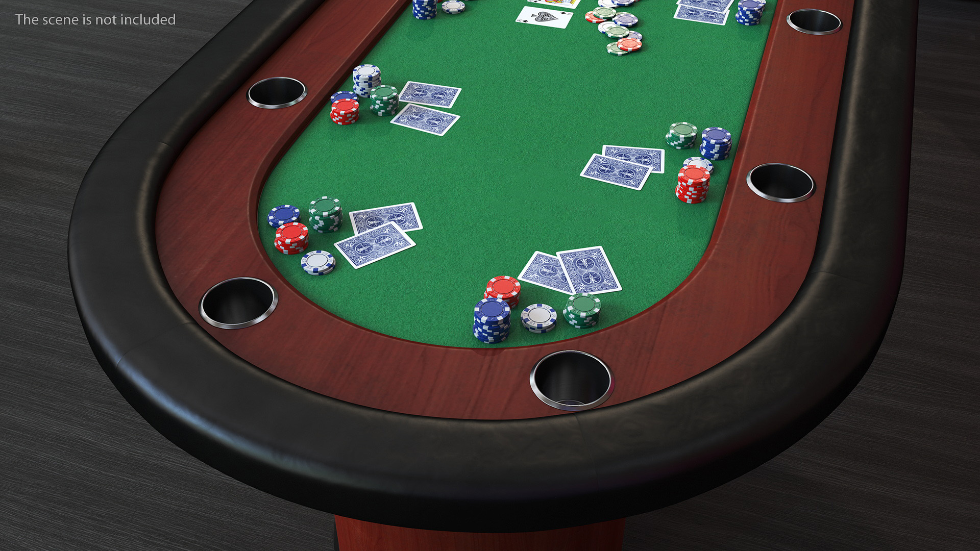Poker Table with Chips and Cards 3D