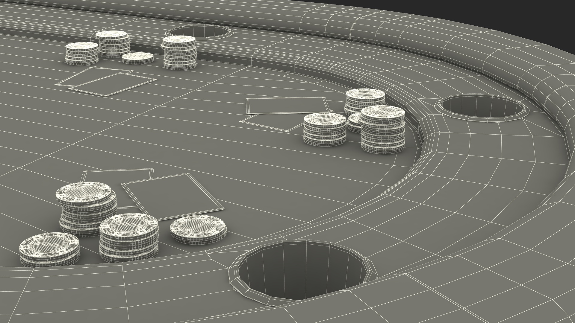 Poker Table with Chips and Cards 3D