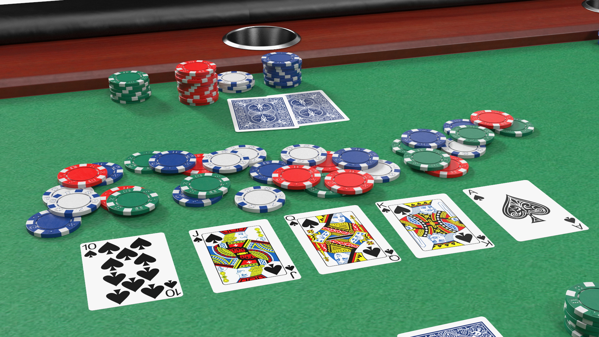 Poker Table with Chips and Cards 3D