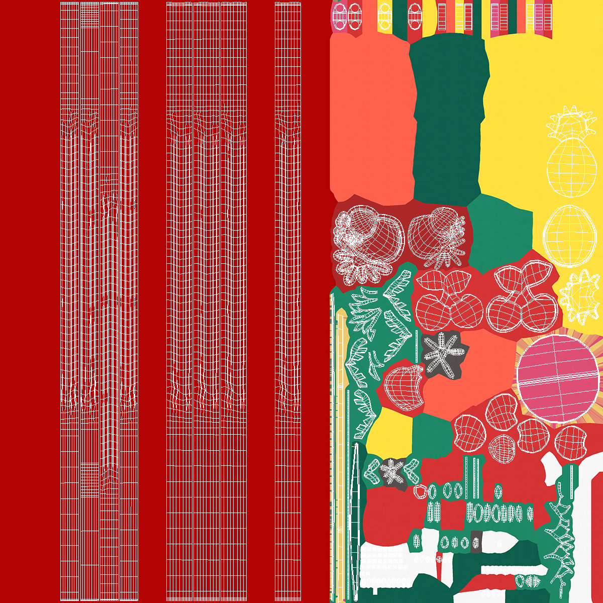Red Plastic Straws with Fruit Tags 3D model