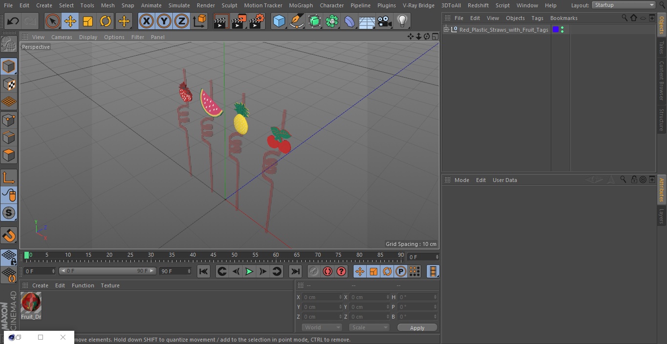 Red Plastic Straws with Fruit Tags 3D model