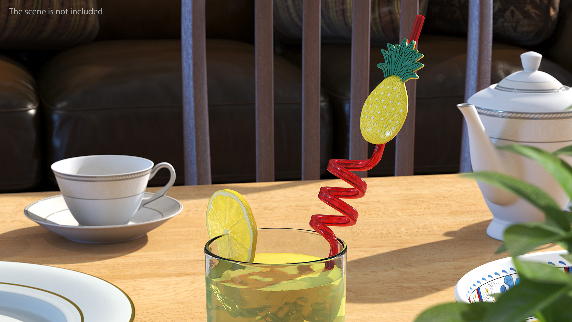Red Plastic Straws with Fruit Tags 3D model