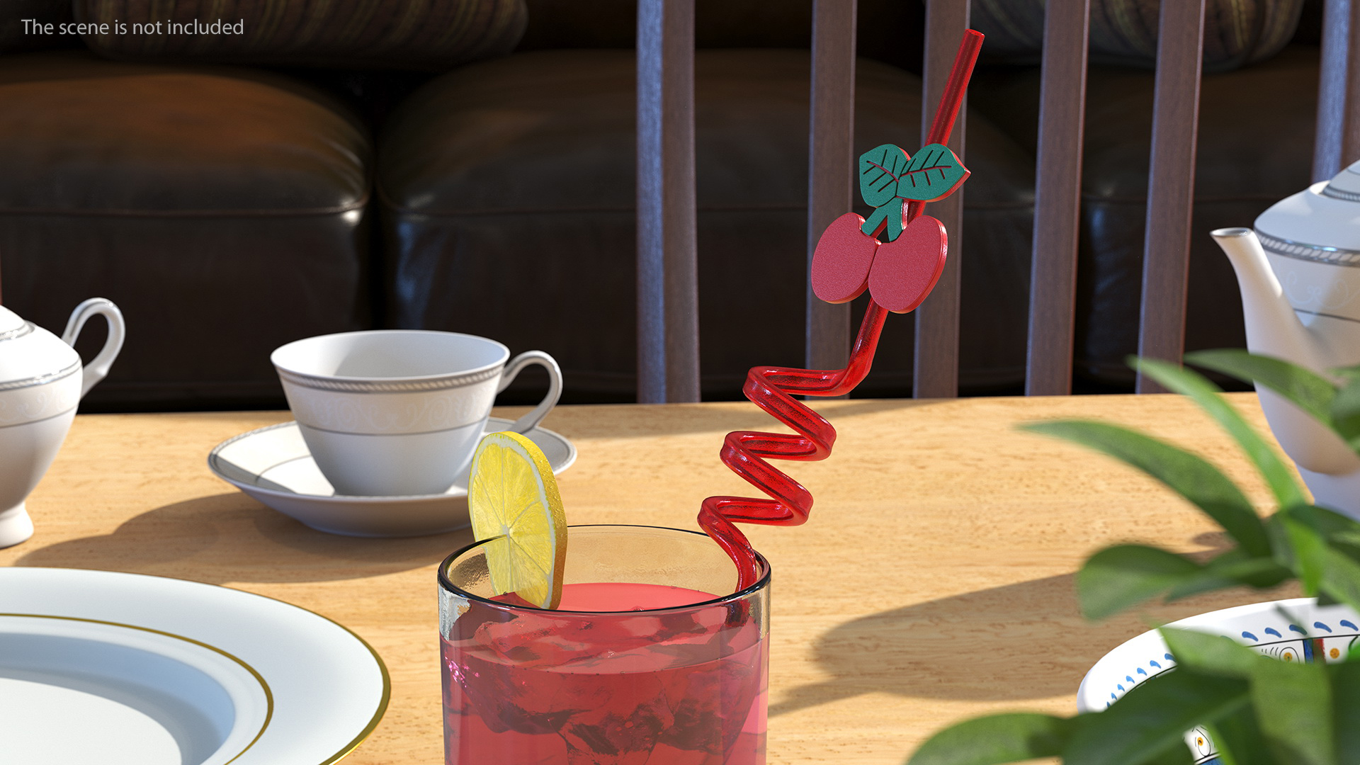 Red Plastic Straws with Fruit Tags 3D model