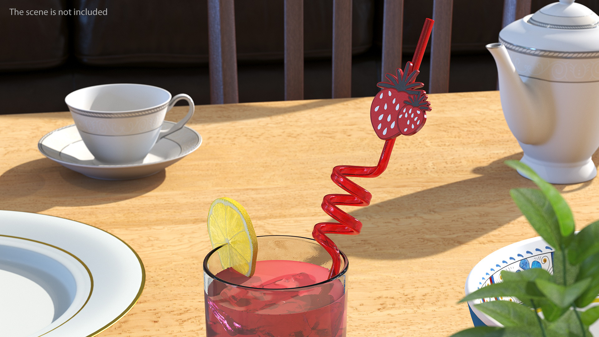 Red Plastic Straws with Fruit Tags 3D model