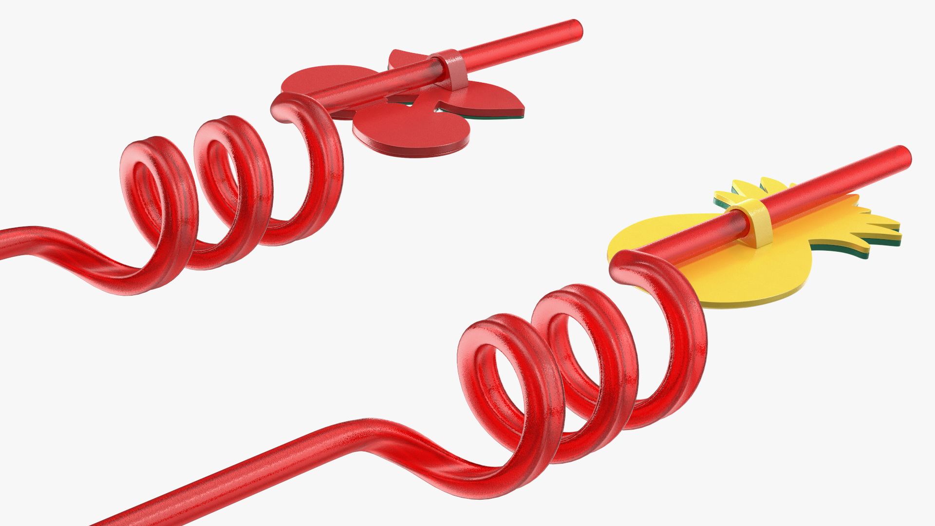 Red Plastic Straws with Fruit Tags 3D model