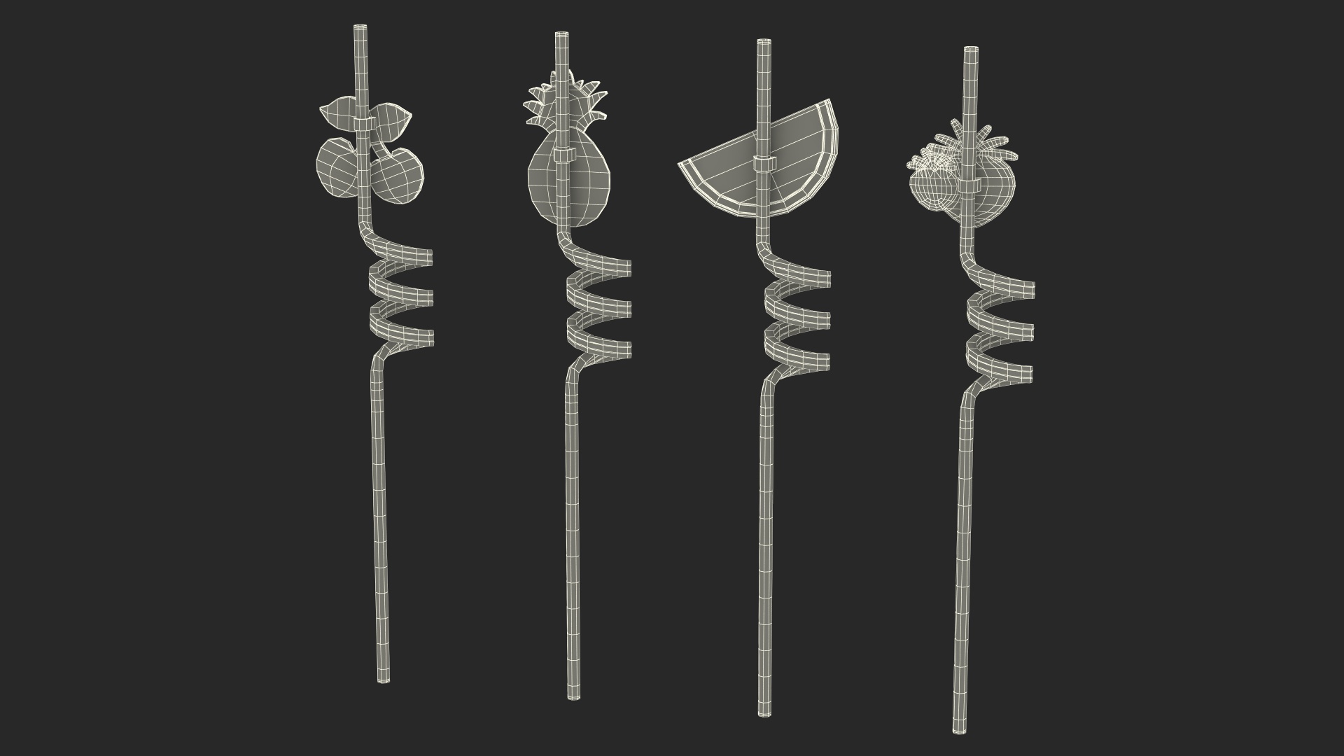 Red Plastic Straws with Fruit Tags 3D model