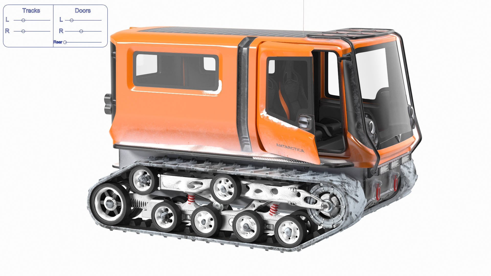 Polar Venturi Vehicle Snowy Simple Interior Rigged for Maya 3D model