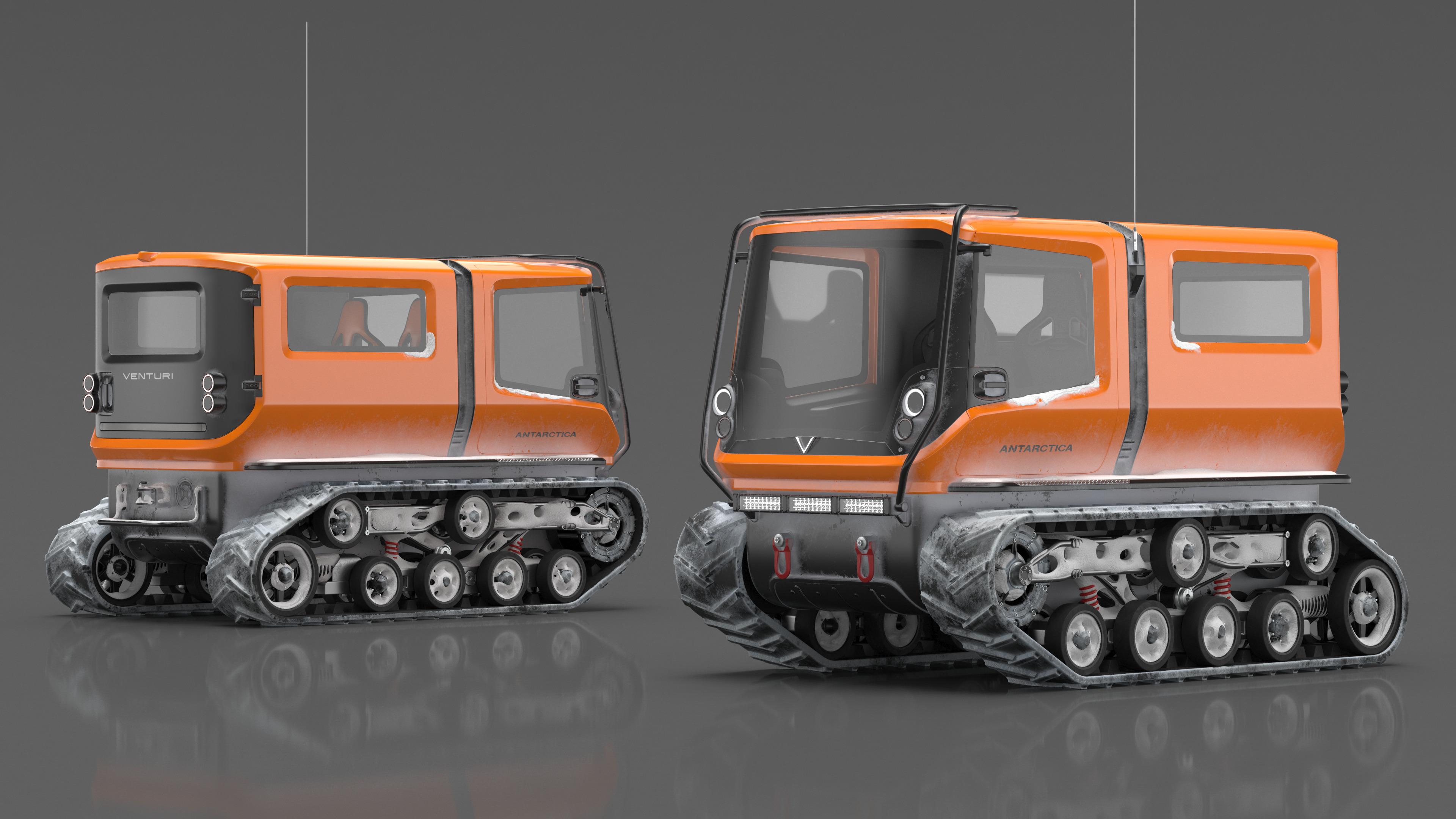 Polar Venturi Vehicle Snowy Simple Interior Rigged for Maya 3D model