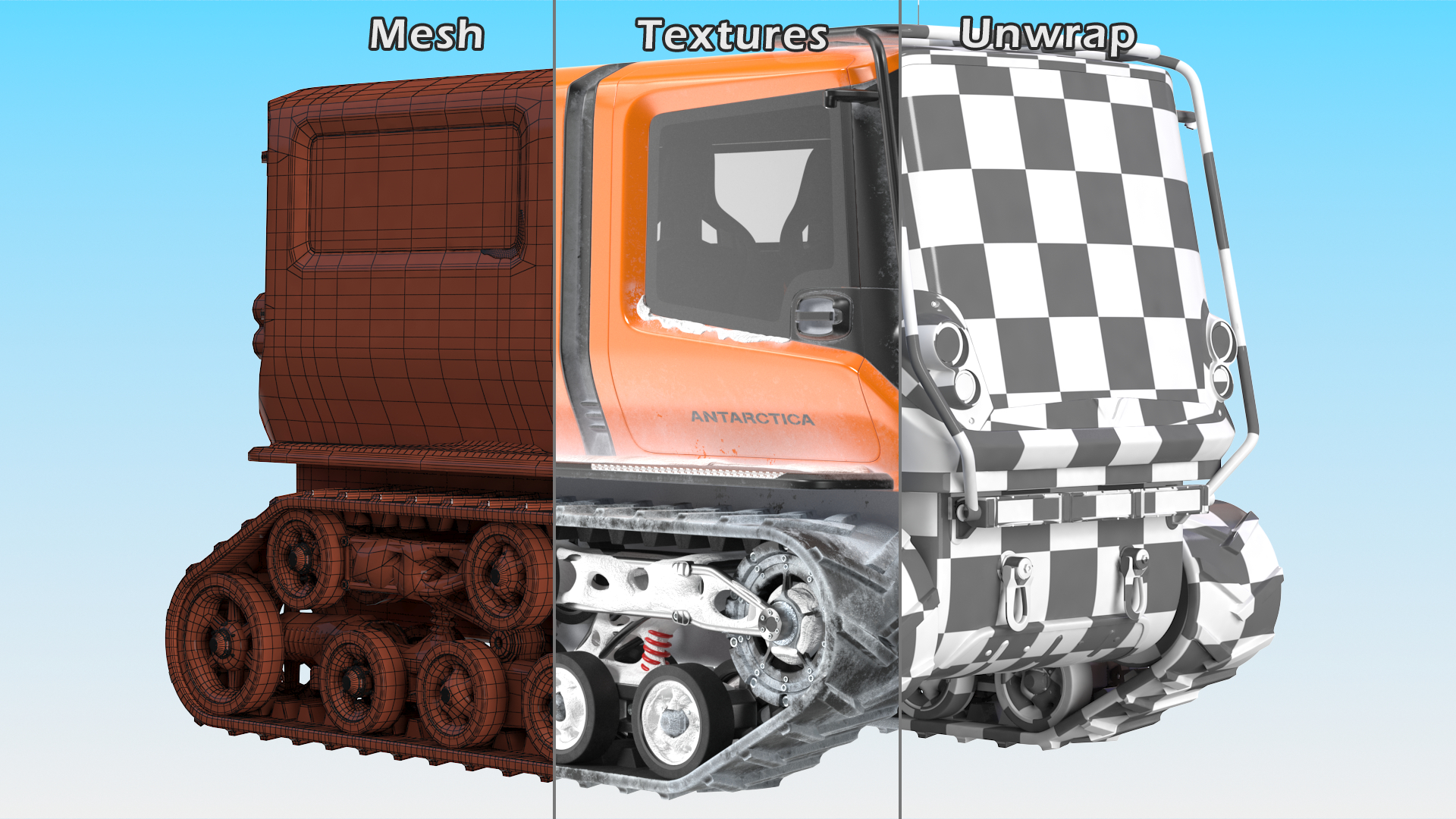 Polar Venturi Vehicle Snowy Simple Interior Rigged for Maya 3D model