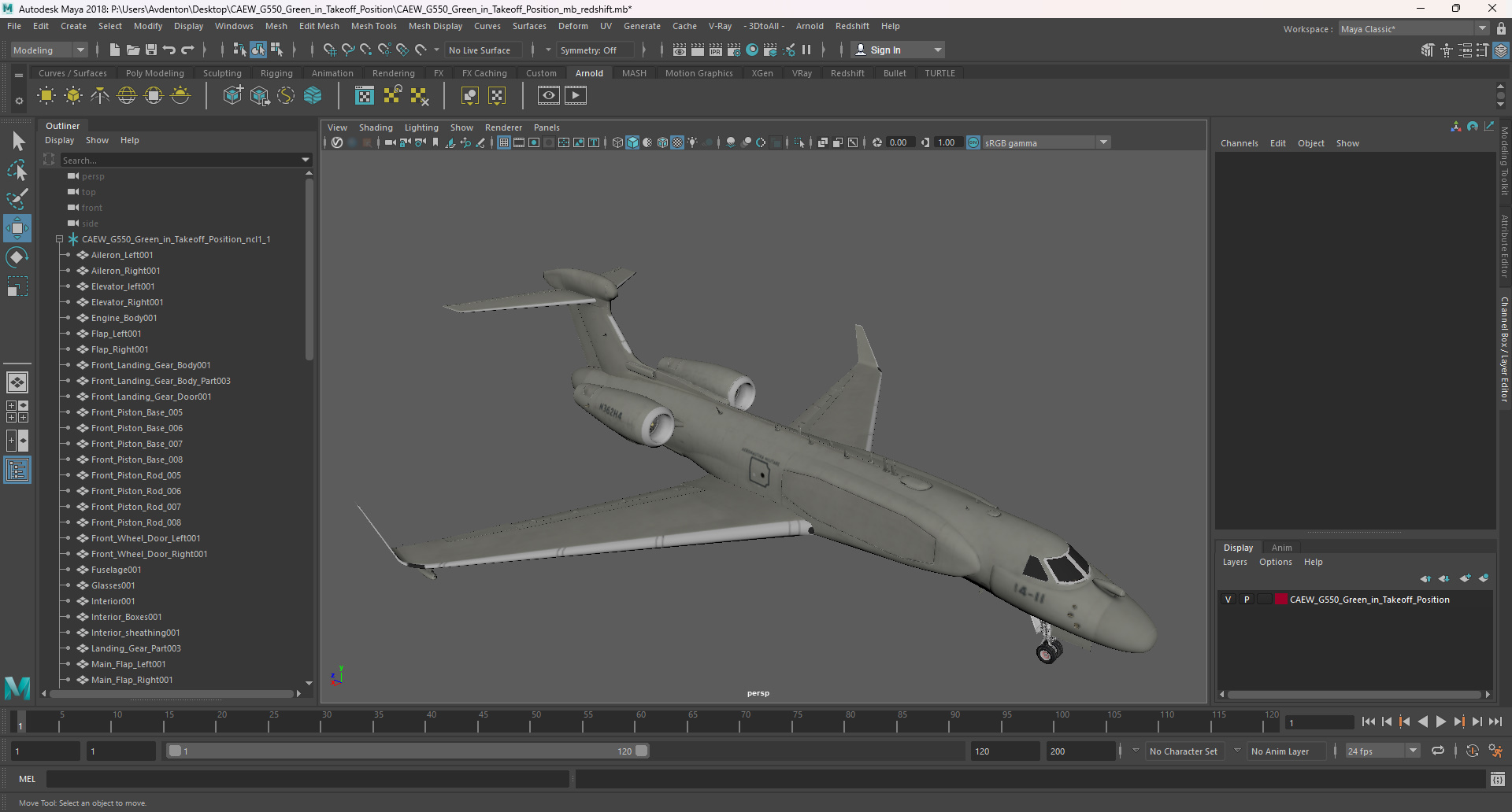 3D model CAEW G550 Green in Takeoff Position