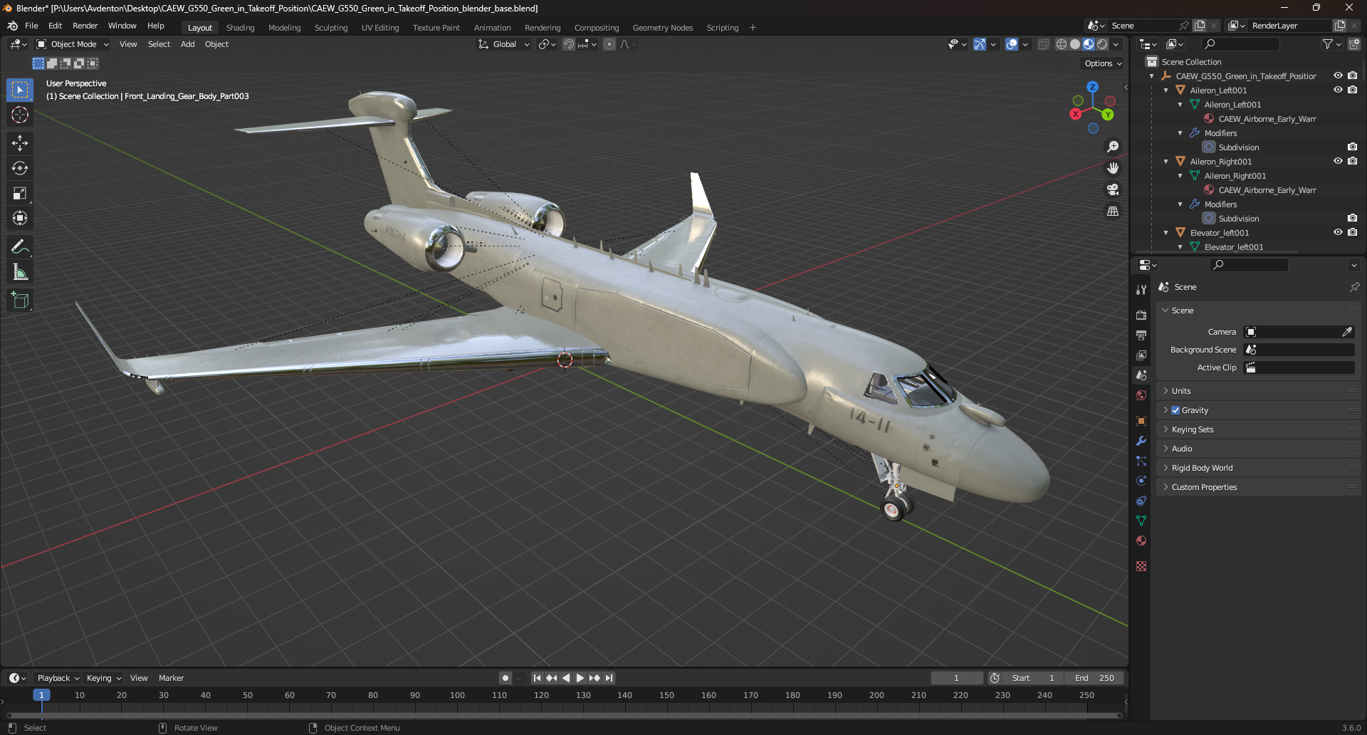 3D model CAEW G550 Green in Takeoff Position